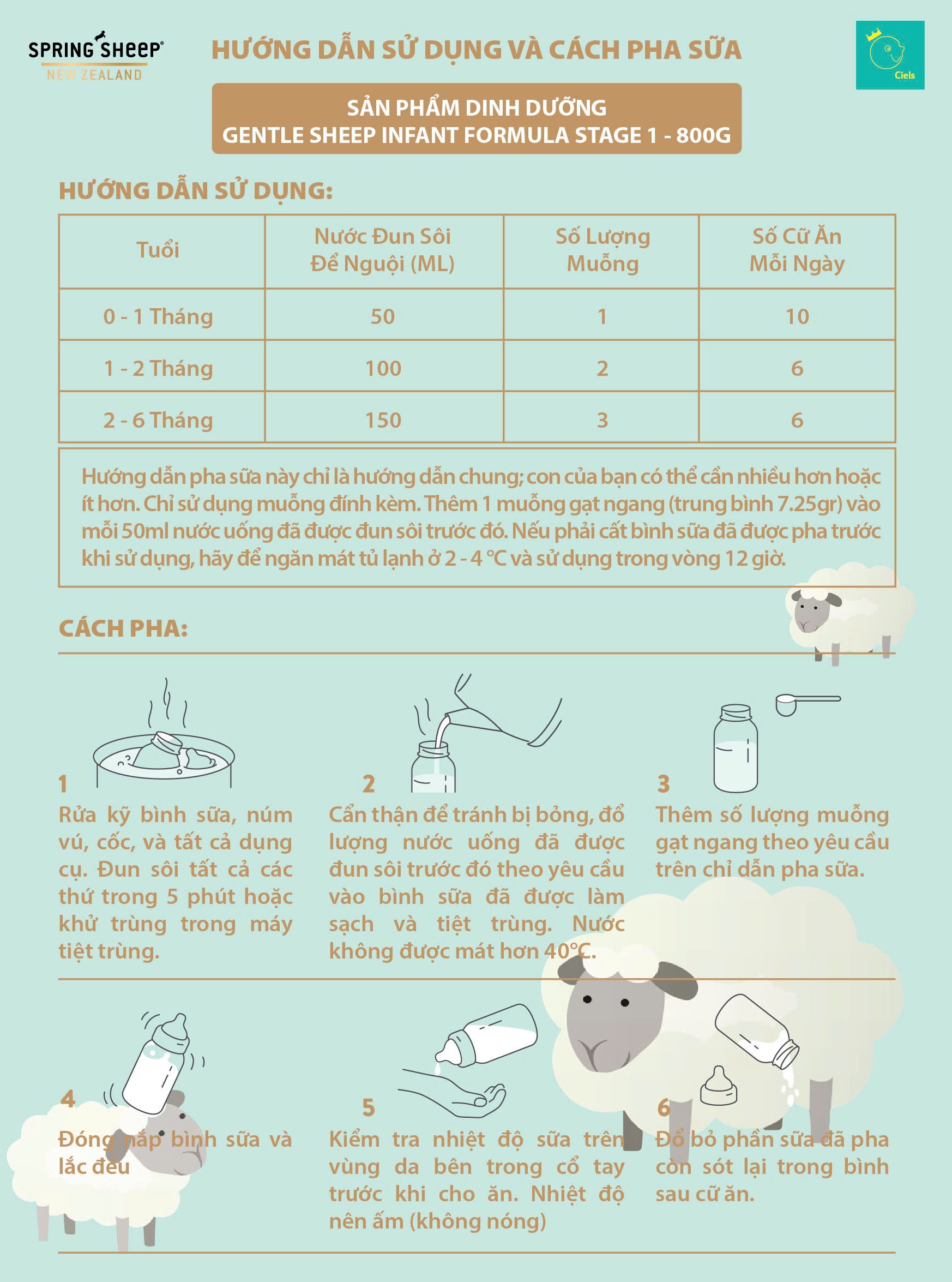 Mô tả Sữa Công Thức Cừu Nguyên Kem Đạm A2 Spring Sheep Số 1 (800g) Dành Cho Bé Từ 0 - 6 Tháng Tuổi - 2