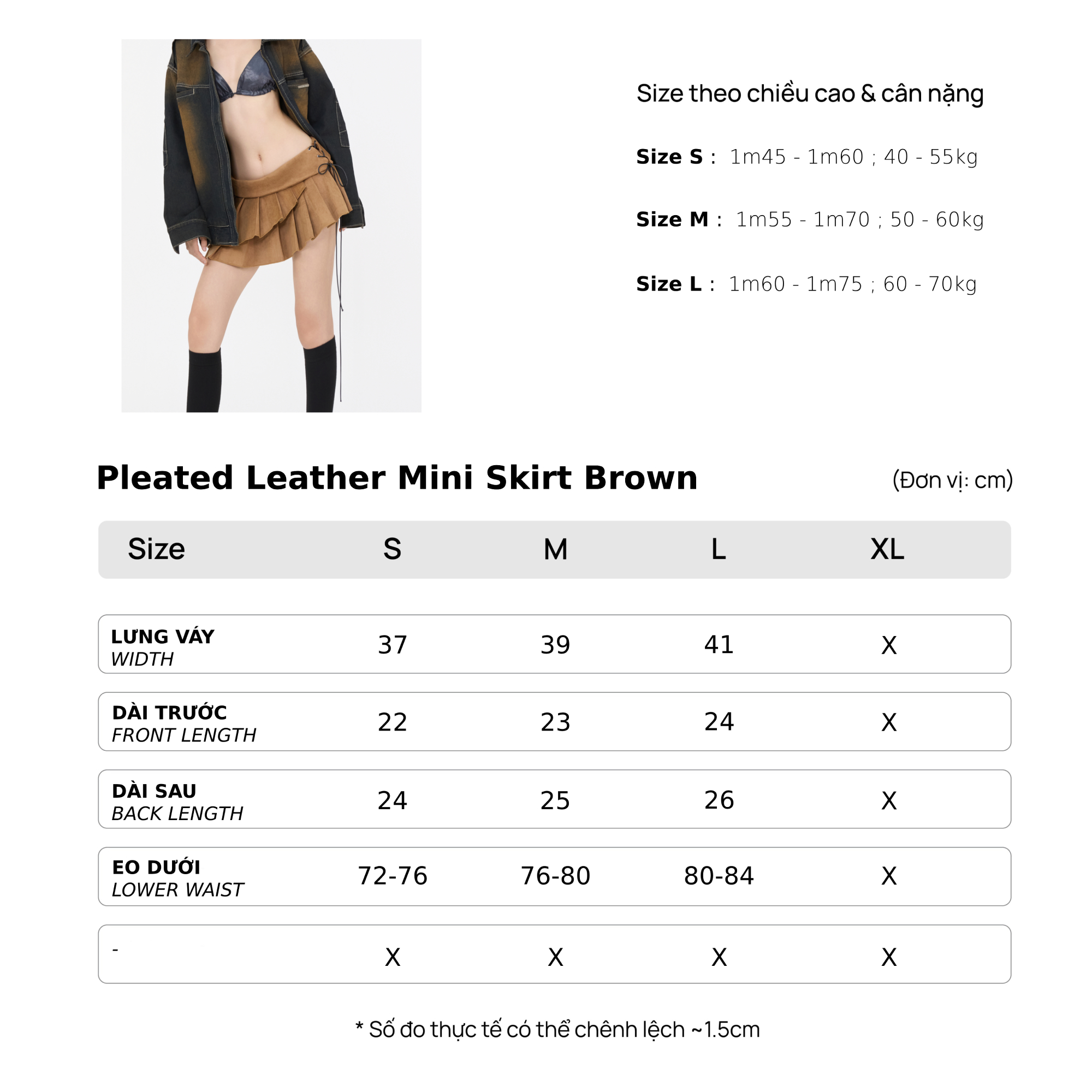 Mô tả Váy Ngắn Nữ Xếp Ly Vải Da Lộn Màu Nâu - Brand TSUN Chính Hãng - Pleated Leather Mini Skirt - 1