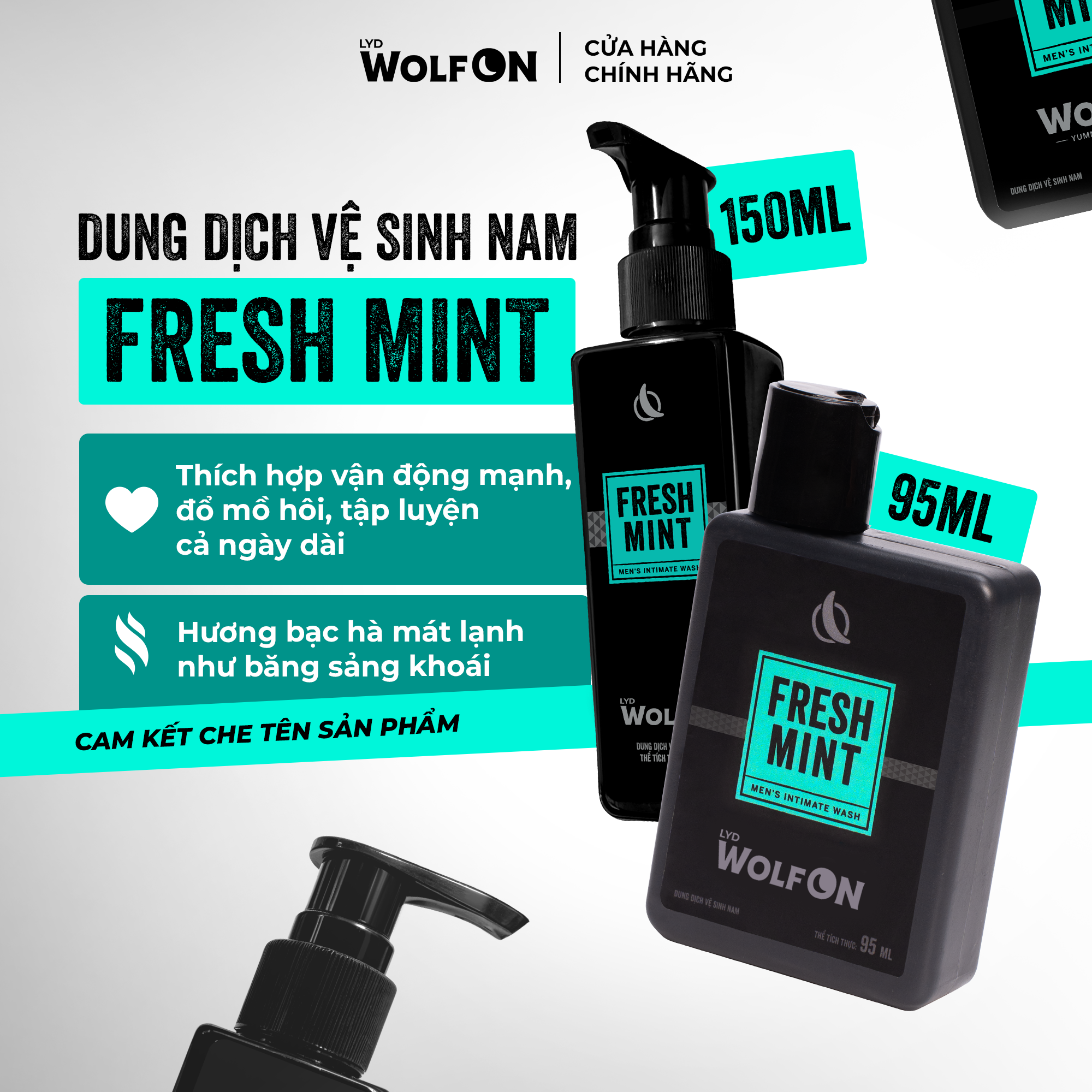 Mô tả Dung Dịch Vệ Sinh Nam Giới LYD Wolf ON Fresh Mint Bạc Hà Mát Lạnh Sạch Thơm Nam Tính 95ml - 1