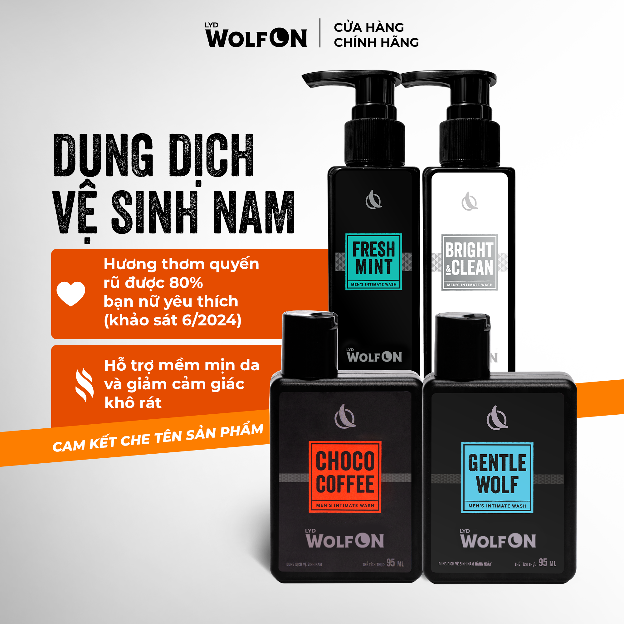 Mô tả Dung Dịch Vệ Sinh Nam Giới LYD Wolf ON Hương Thơm Nam Tính Khử Mùi Sạch Khuẩn 95ml 150ml - 1