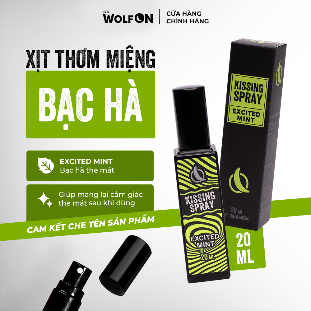 Mô tả Xịt Thơm Miệng Kissing Spray LYD Wolf ON Hương Excited Mint X3 Bạc Hà The Mát Sảng Khoái Nhỏ Gọn 20ml - 1