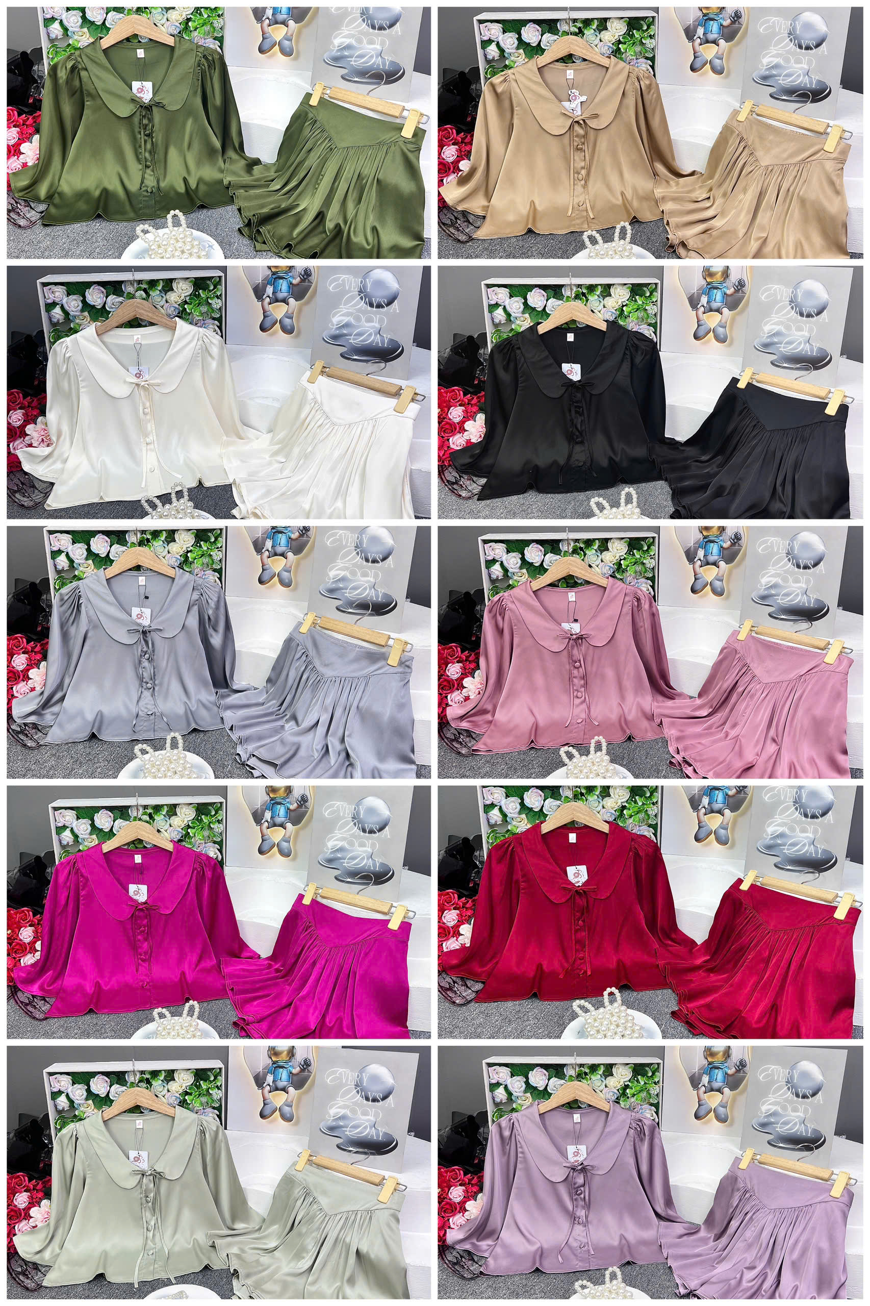 Mô tả Bộ Pijama Bigsize Nữ SOJUN Pi Crop Cổ Sen Quần Váy Tay Lỡ Size 45-65Kg - 2