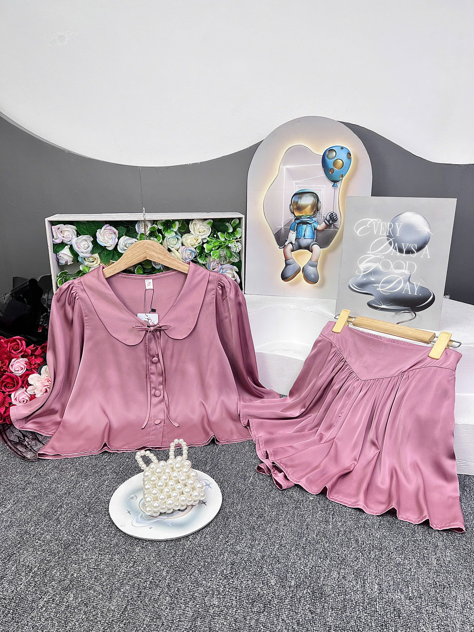 Mô tả Bộ Pijama Bigsize Nữ SOJUN Pi Crop Cổ Sen Quần Váy Tay Lỡ Size 45-65Kg - 4
