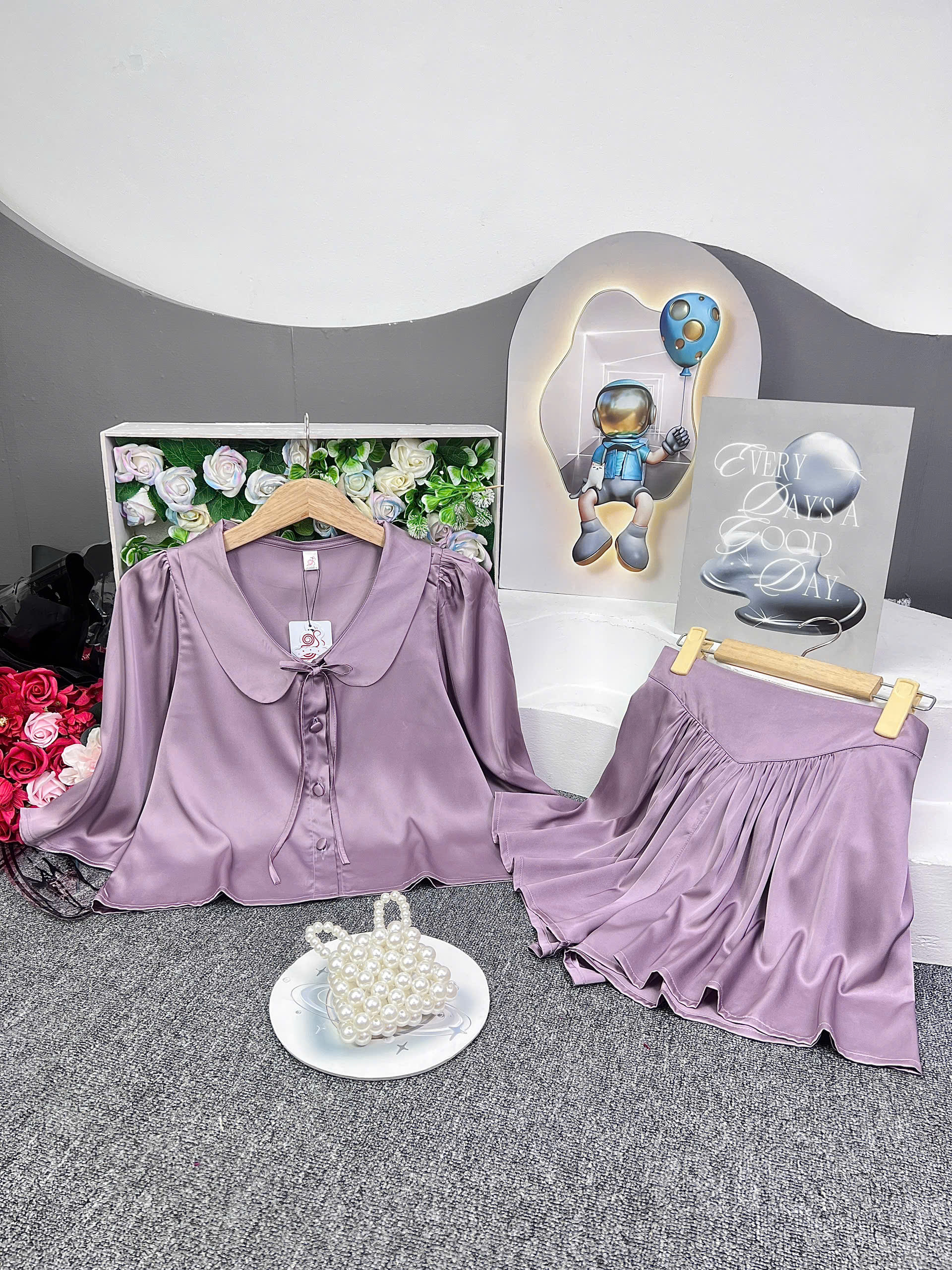 Mô tả Bộ Pijama Bigsize Nữ SOJUN Pi Crop Cổ Sen Quần Váy Tay Lỡ Size 45-65Kg - 6