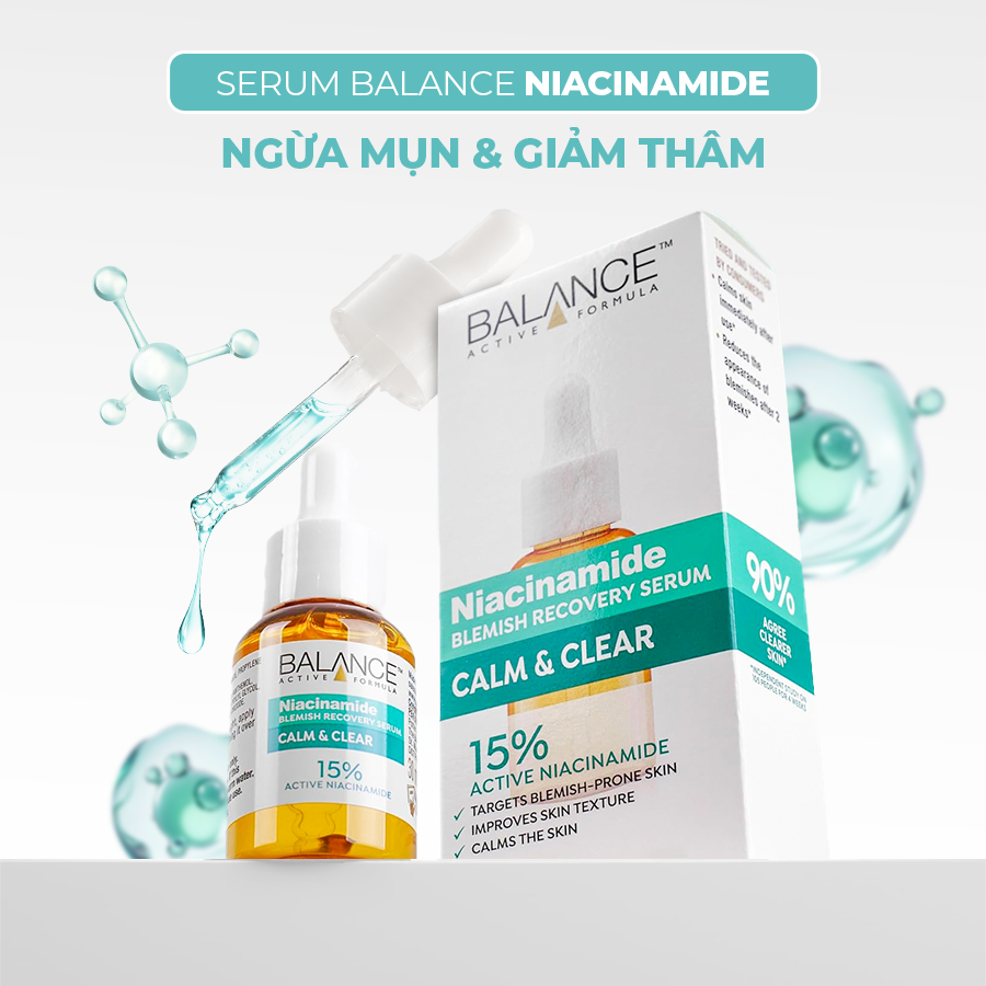 Mô tả Combo serum phục hồi, làm dịu và cấp ẩm da Balance Niacinamide và Hyaluronic 30ml/chai - 1