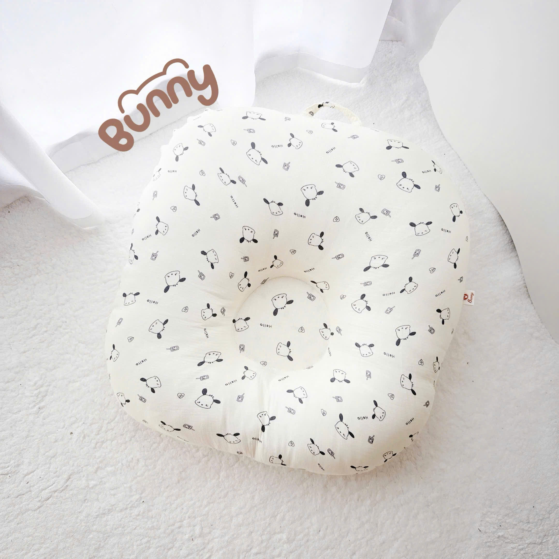 Mô tả Gối Chống Trào Ngược Kidworlds Bunny Đệm Chống Trào Ngược Xô Muslin Trần Bông Organic Cho Bé Sơ Sinh - 2