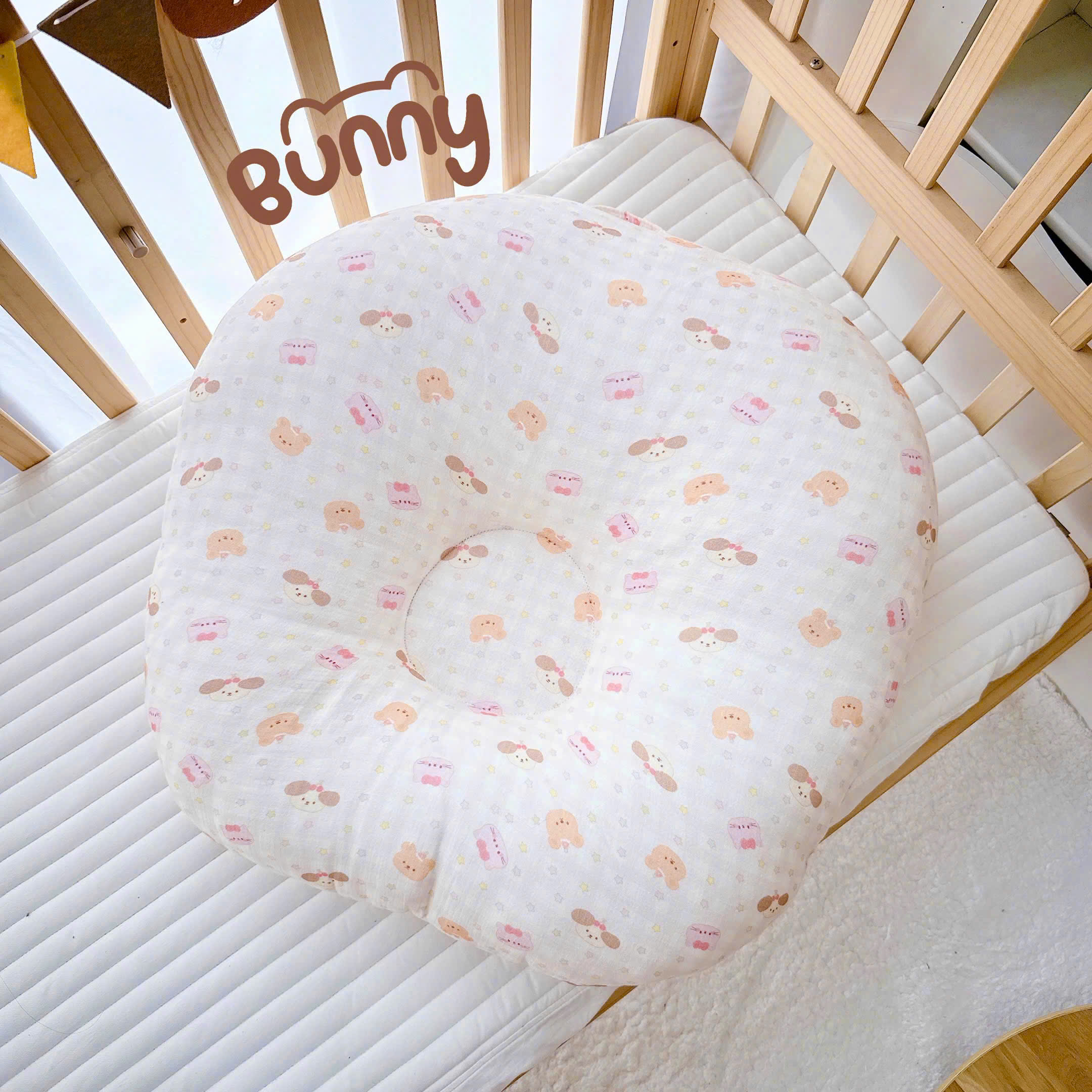 Mô tả Gối Chống Trào Ngược Kidworlds Bunny Đệm Chống Trào Ngược Xô Muslin Trần Bông Organic Cho Bé Sơ Sinh - 4
