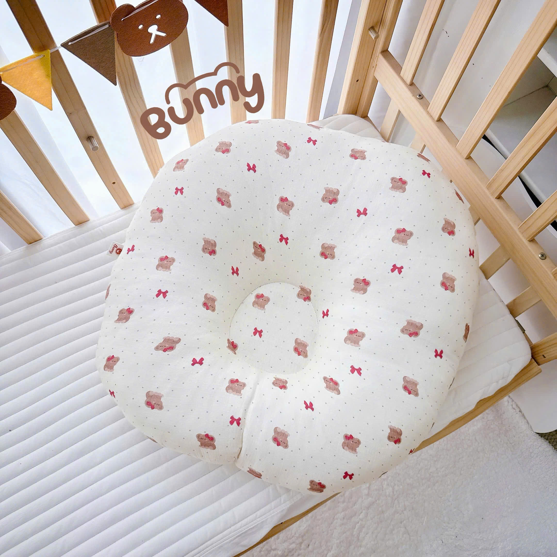 Mô tả Gối Chống Trào Ngược Kidworlds Bunny Đệm Chống Trào Ngược Xô Muslin Trần Bông Organic Cho Bé Sơ Sinh - 6