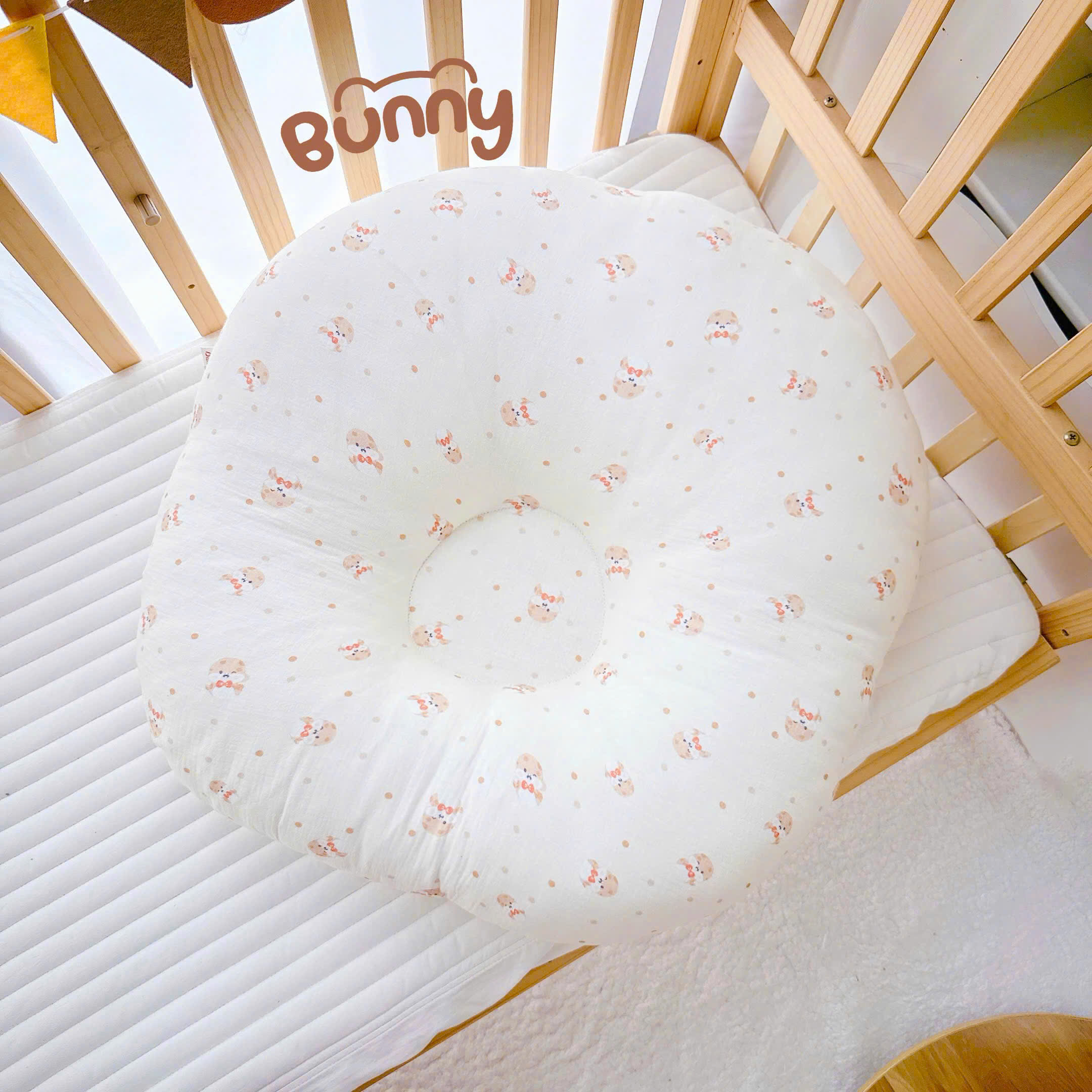 Mô tả Gối Chống Trào Ngược Kidworlds Bunny Đệm Chống Trào Ngược Xô Muslin Trần Bông Organic Cho Bé Sơ Sinh - 3