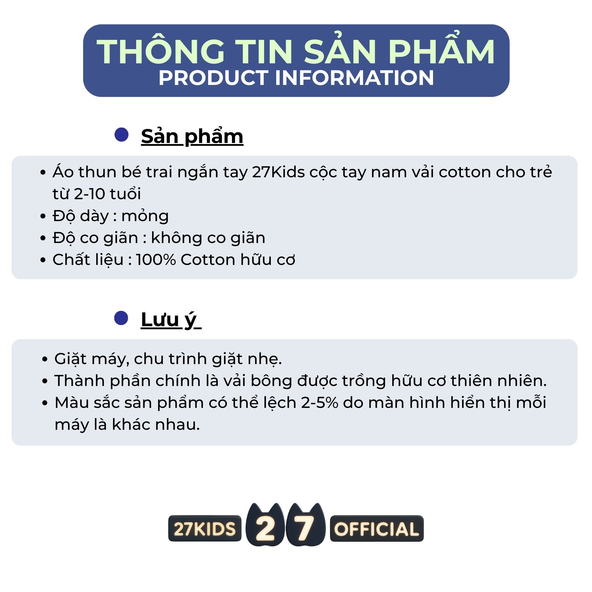 Áo thun bé trai 27Kids BSTS3 - Mẫu 1