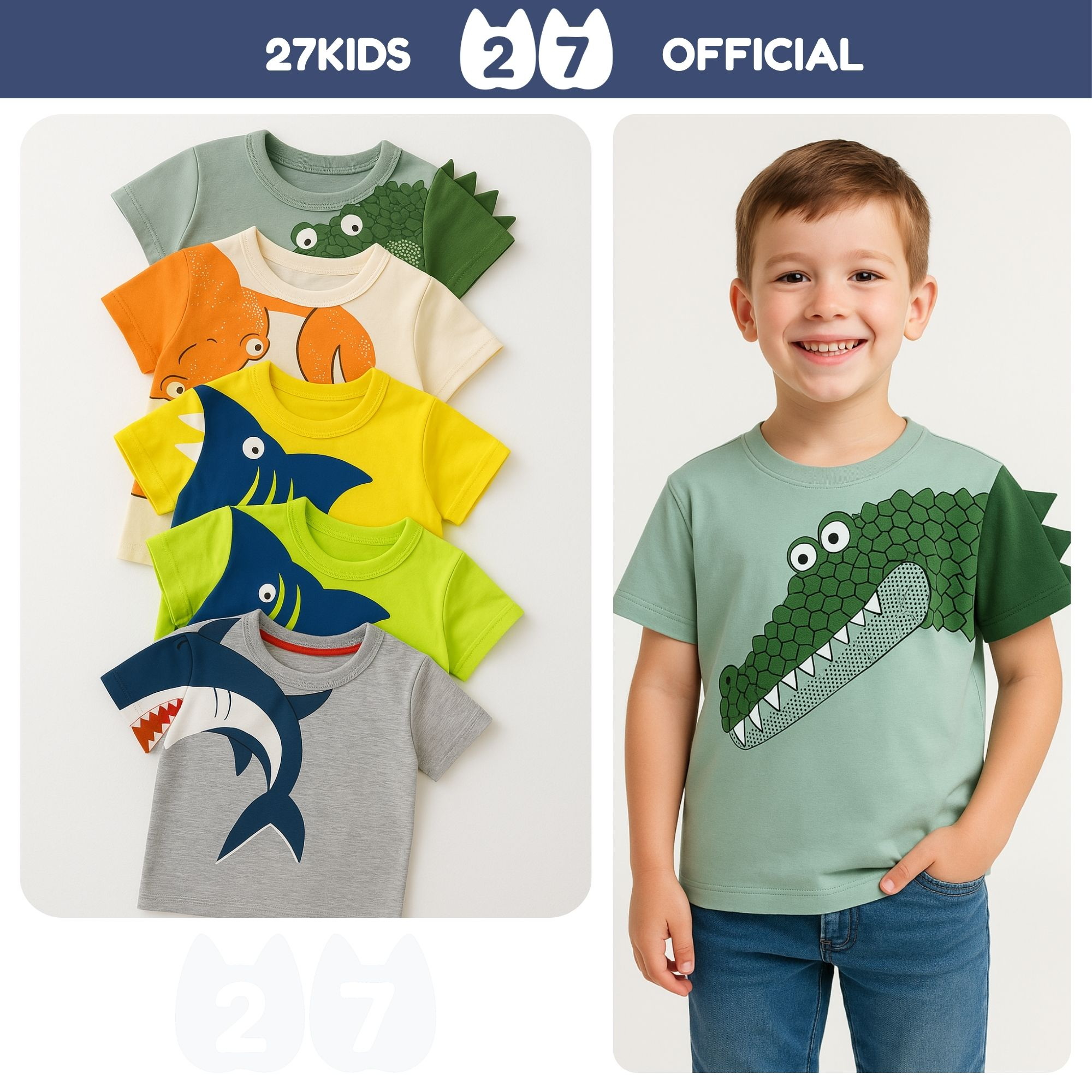 Áo thun bé trai 27Kids BSTS3 - Mẫu 5