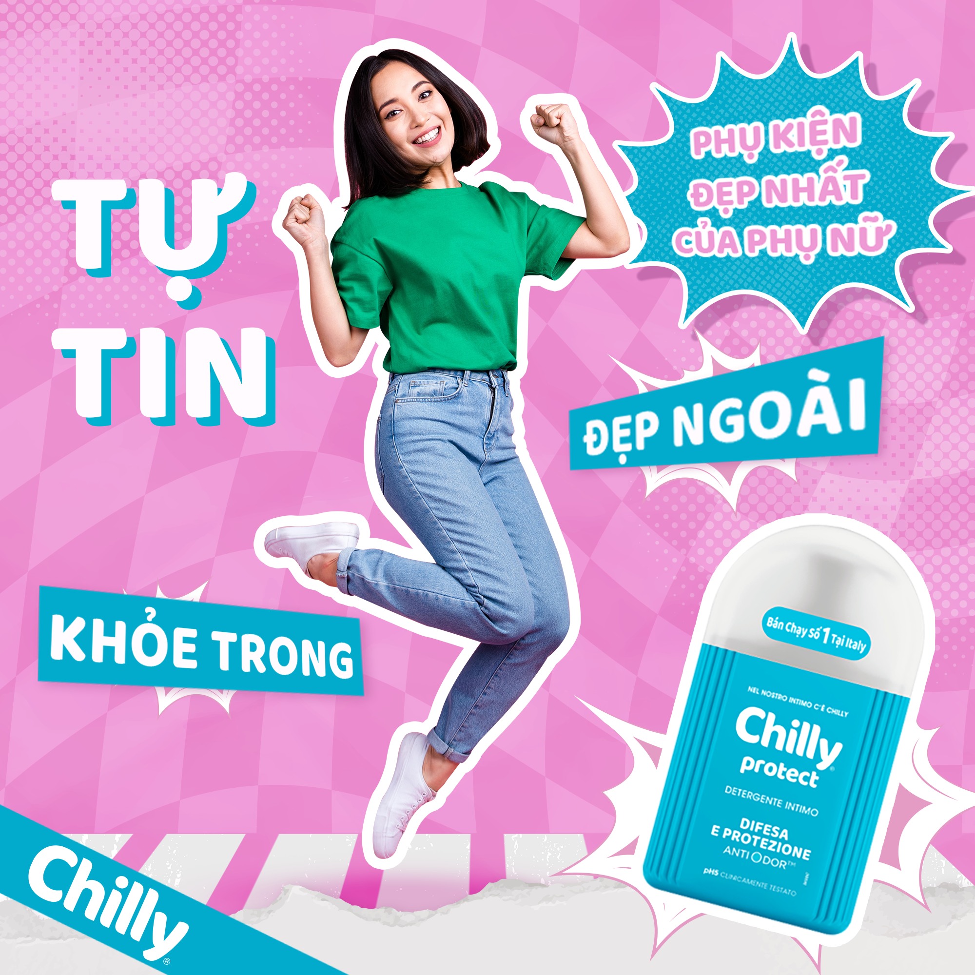 Mô tả Dung dịch vệ sinh phụ nữ Chilly Gel chiết xuất bạc hà se se lạnh, bùng tươi mát chai 200ml - 1