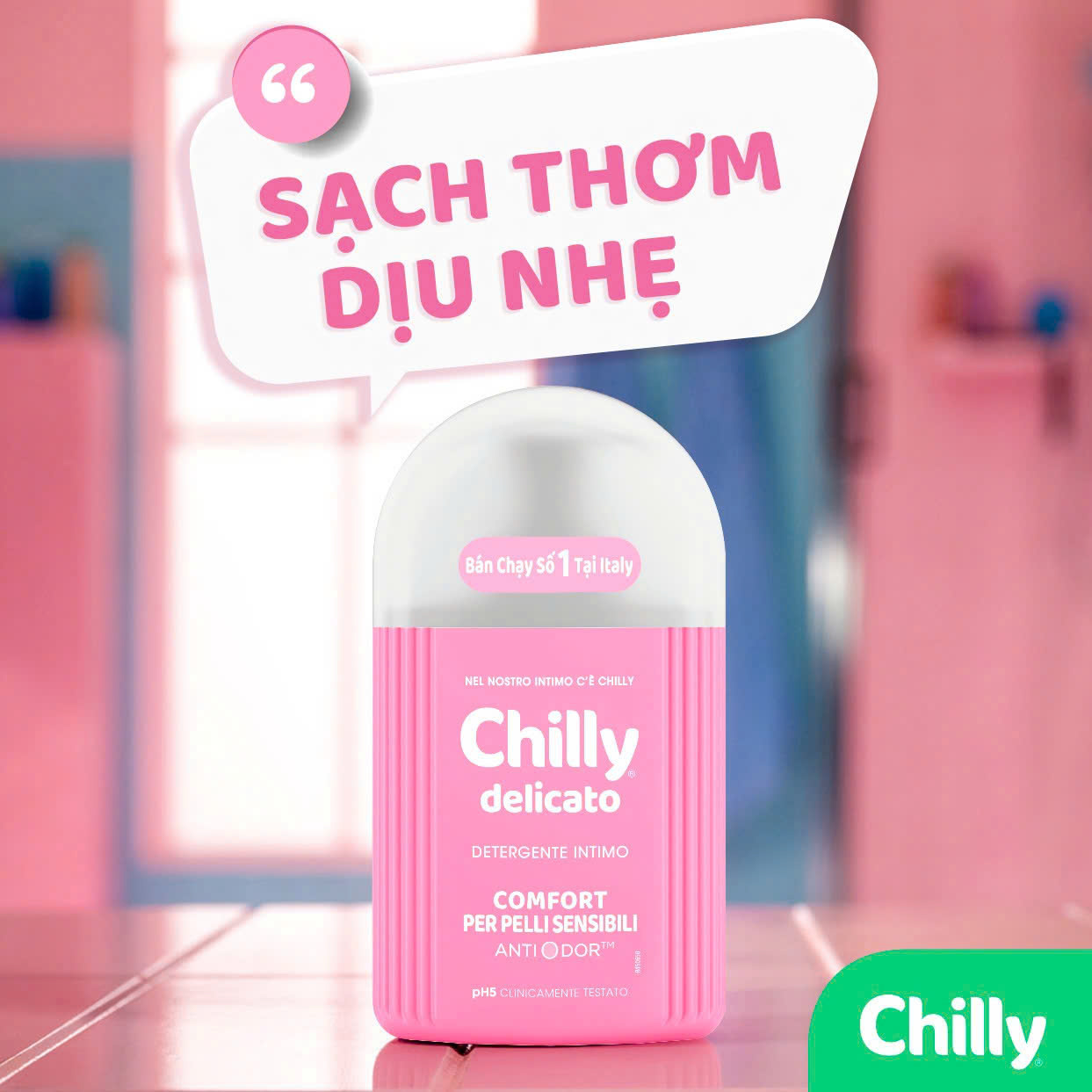 Mô tả Dung dịch vệ sinh phụ nữ Chilly Gel chiết xuất bạc hà se se lạnh, bùng tươi mát chai 200ml - 2