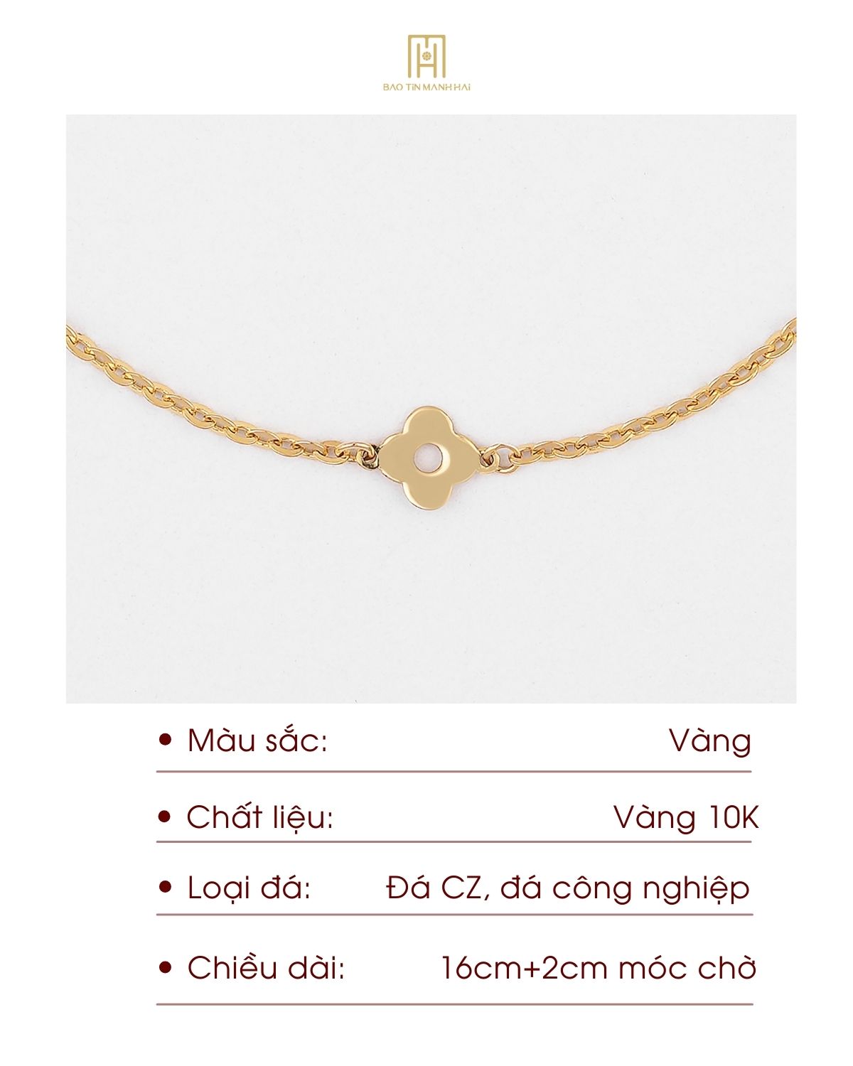 Mô tả Lắc tay vàng 10K Bảo Tín Mạnh Hải thiết kế thanh lịch phong cách Ý PYLTV10KD0-504001 - 2