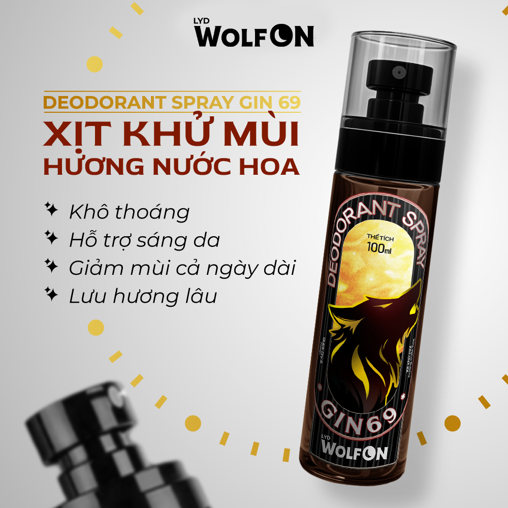 Mô tả Xịt Khử Mùi Nam Deodorant Spray LYD Wolf ON Hương Nước Hoa, Lưu Hương Lâu, Khô Thoáng 100ml - 1
