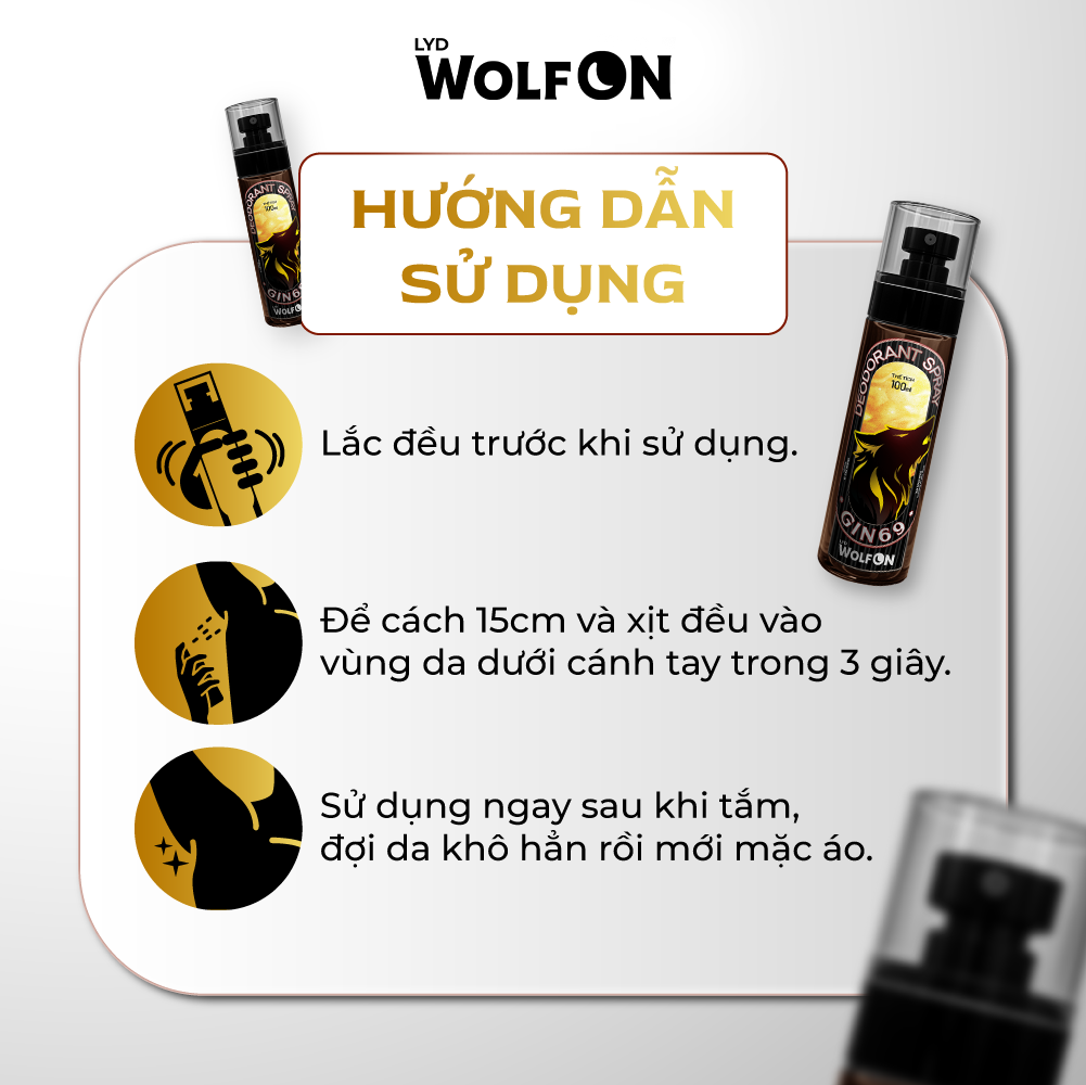 Mô tả Xịt Khử Mùi Nam Deodorant Spray LYD Wolf ON Hương Nước Hoa, Lưu Hương Lâu, Khô Thoáng 100ml - 6