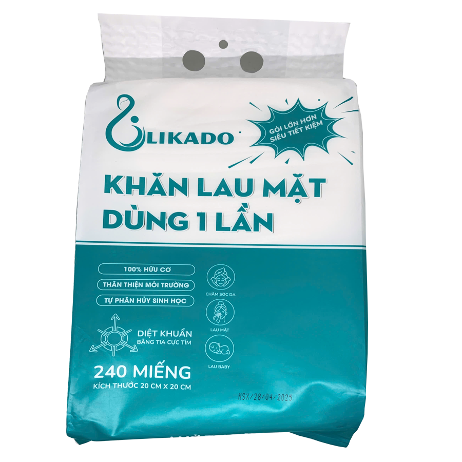 Mô tả Khăn lau mặt dùng 1 lần spa dạng rút túi lớn 240 TỜ LIKADO kích thước (20x20cm)(1 túi) - 1