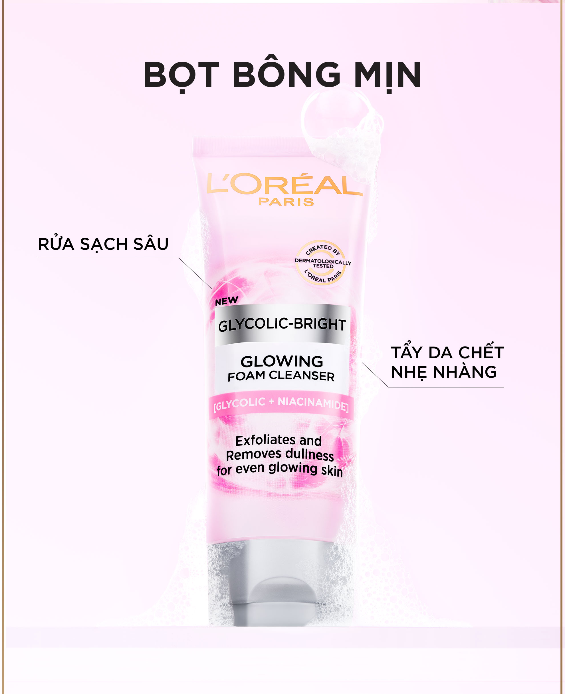 Mô tả Sữa rửa mặt sáng da L'Oreal Paris Glycolic (AHA) Bright 100ml - 3