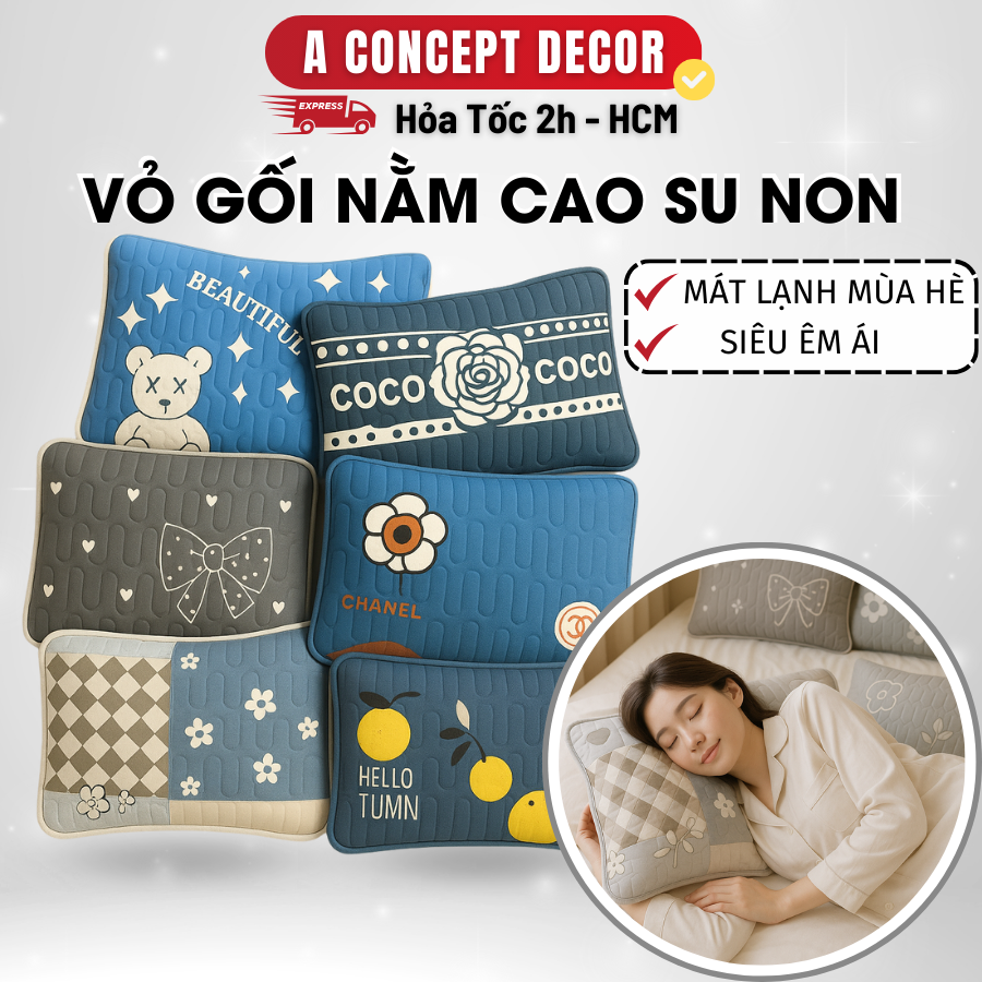 Vỏ gối nằm cao su non Tencel
