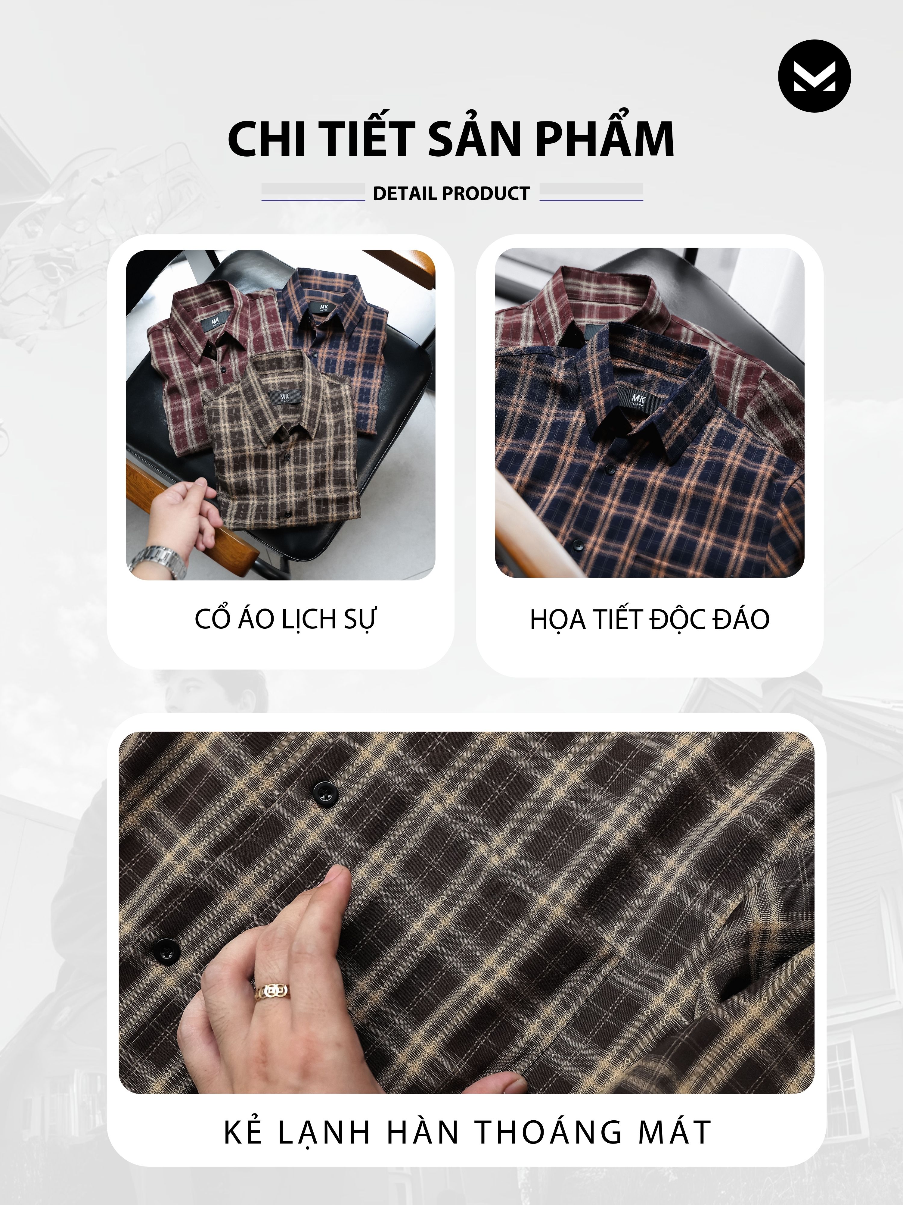 Áo Sơ Mi nam kẻ Stone MKCLEVER