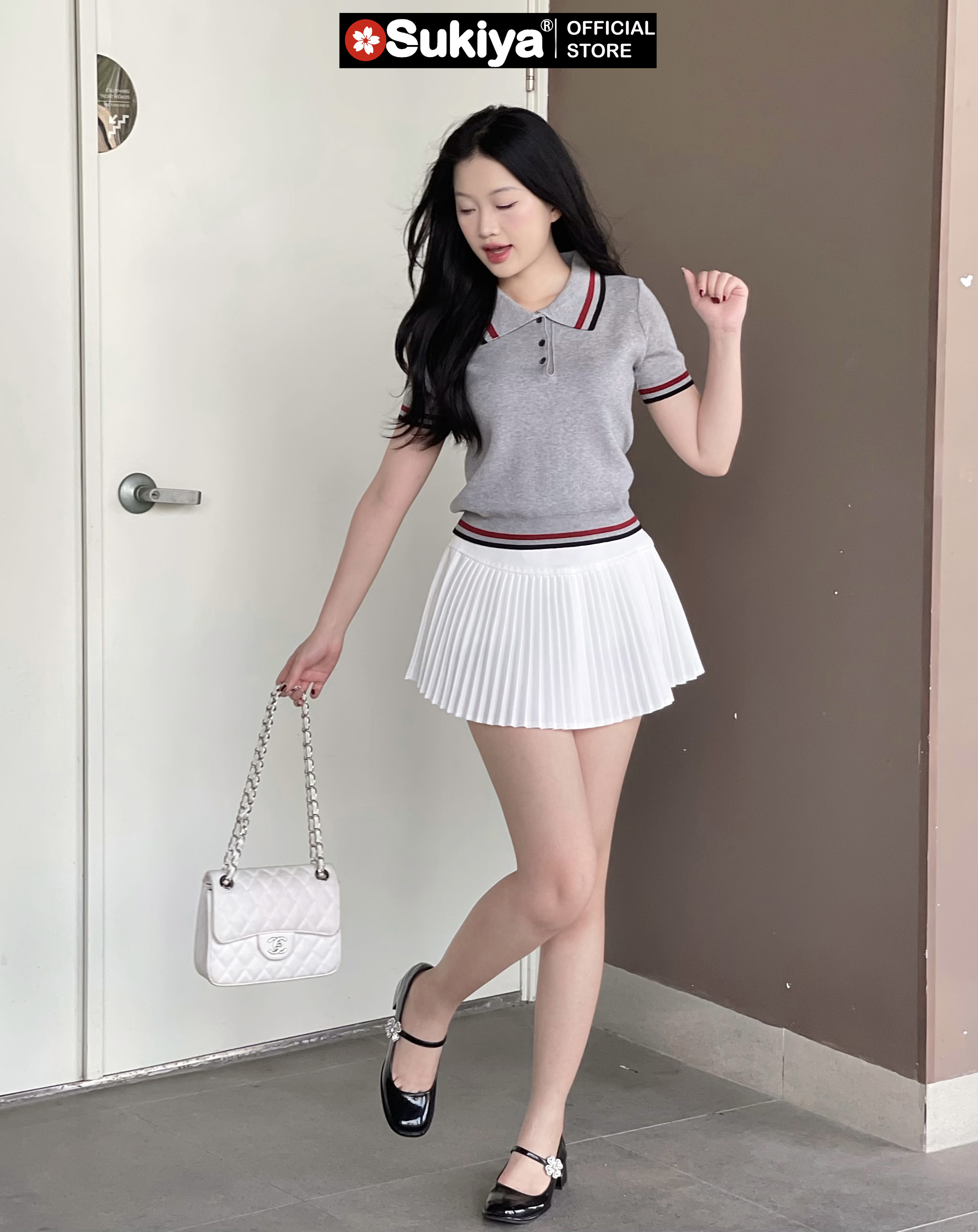 Mô tả Áo Len Nữ Tay ngắn mùa hè Cổ Polo Thanh Lịch Chất Sợi Mềm Mại AL101 - 3