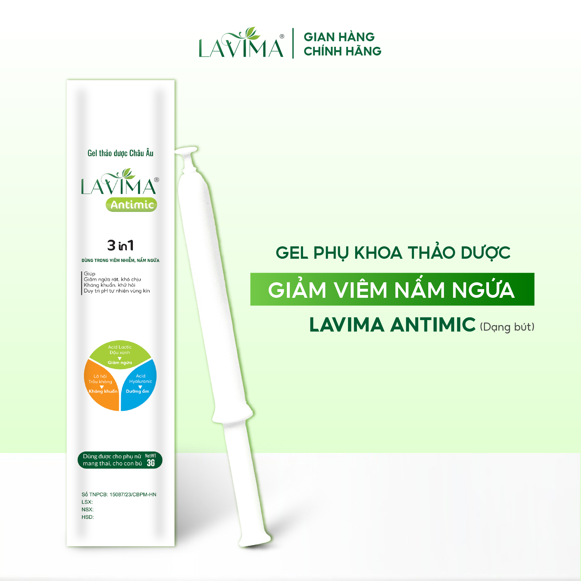 Mô tả Gel phụ khoa (đũa thần inner) thảo dược giảm viêm nấm ngứa Lavima Antimic dạng bút 3g - 1