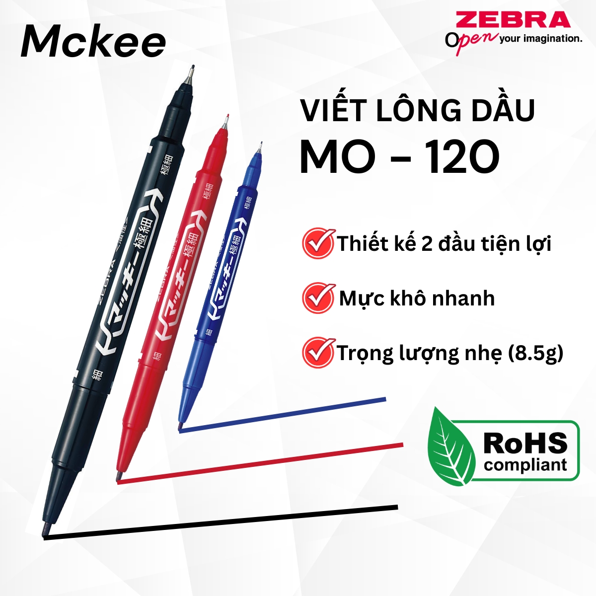 Mô tả Bút Lông Dầu Zebra MO-120 2 Đầu 0.5mm & 1.1-1.3mm - Mực Đậm, Viết Mượt, Đen/Đỏ/Xanh [Chính hãng] - 6