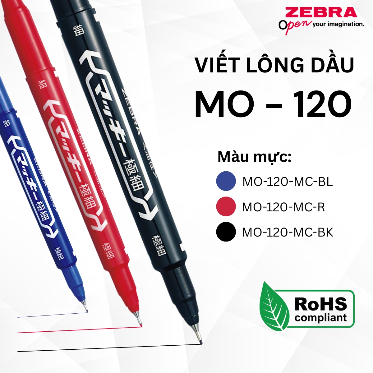 Mô tả Bút Lông Dầu Zebra MO-120 2 Đầu 0.5mm & 1.1-1.3mm - Mực Đậm, Viết Mượt, Đen/Đỏ/Xanh [Chính hãng] - 7
