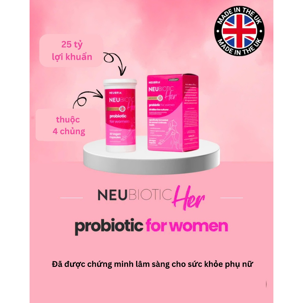 Mô tả Men vi sinh Neubiotic Her ngăn ngừa vấn đề phụ khoa, bổ sung lợi khuẩn, cải thiện hệ tiêu hoá 30 viên/ hộp - Mới - 2