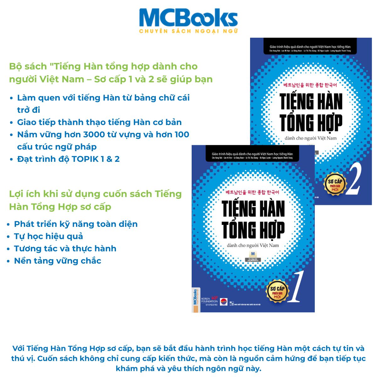 Mô tả Sách - Tiếng Hàn Tổng Hợp Dành Cho Người Việt Nam - Giáo trình kèm sách bài tập - MCBooks - 2