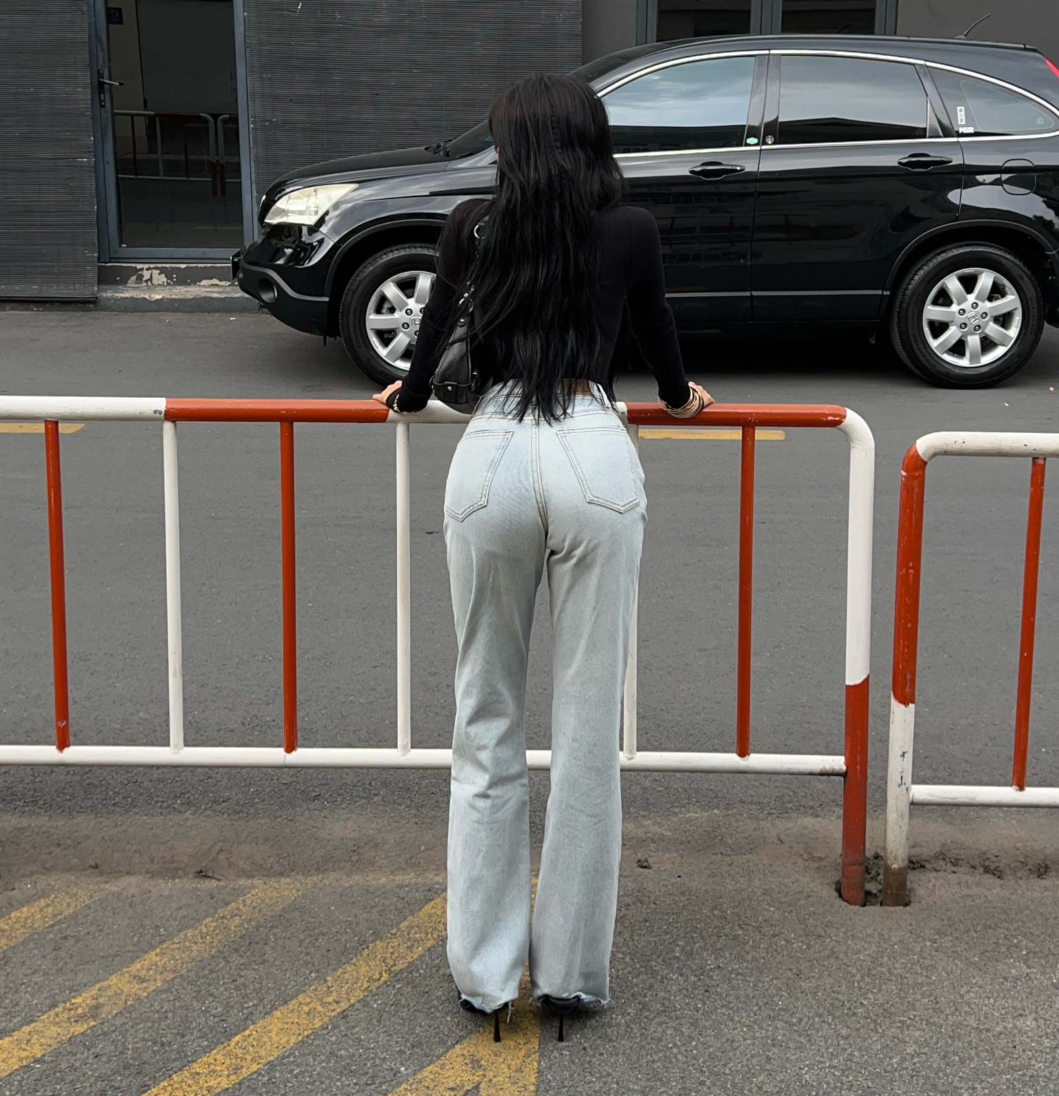 Quần jean nữ ống rộng lưng cao Aaa Jeans