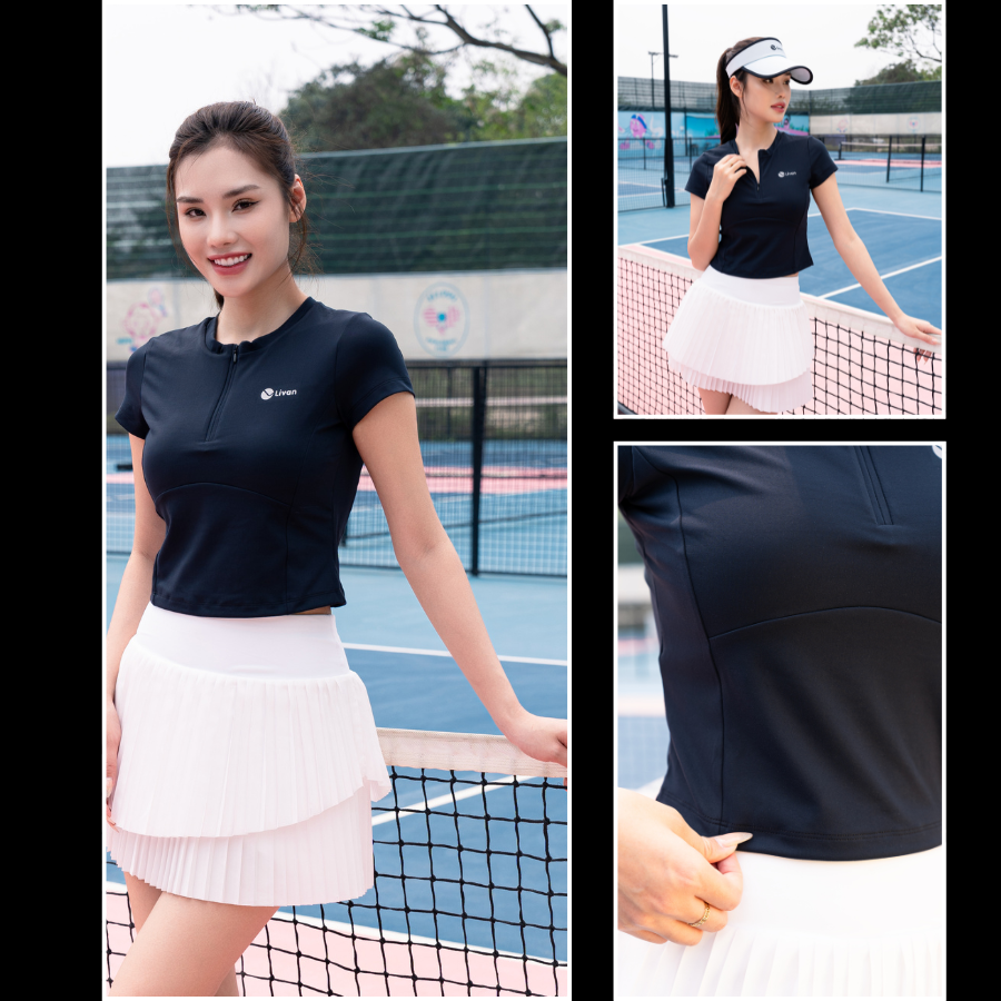 Mô tả Áo Croptop Chơi Thể Thao LV25N01F109, Áo Croptop Có Tay Form Ôm Body Có Mút Ngực Tháo Rời; Áo Tập Gym Tập Yoga Livan - 8