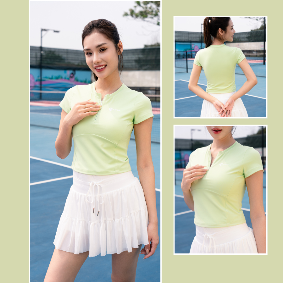Mô tả Áo Croptop Chơi Thể Thao LV25N01F109, Áo Croptop Có Tay Form Ôm Body Có Mút Ngực Tháo Rời; Áo Tập Gym Tập Yoga Livan - 2
