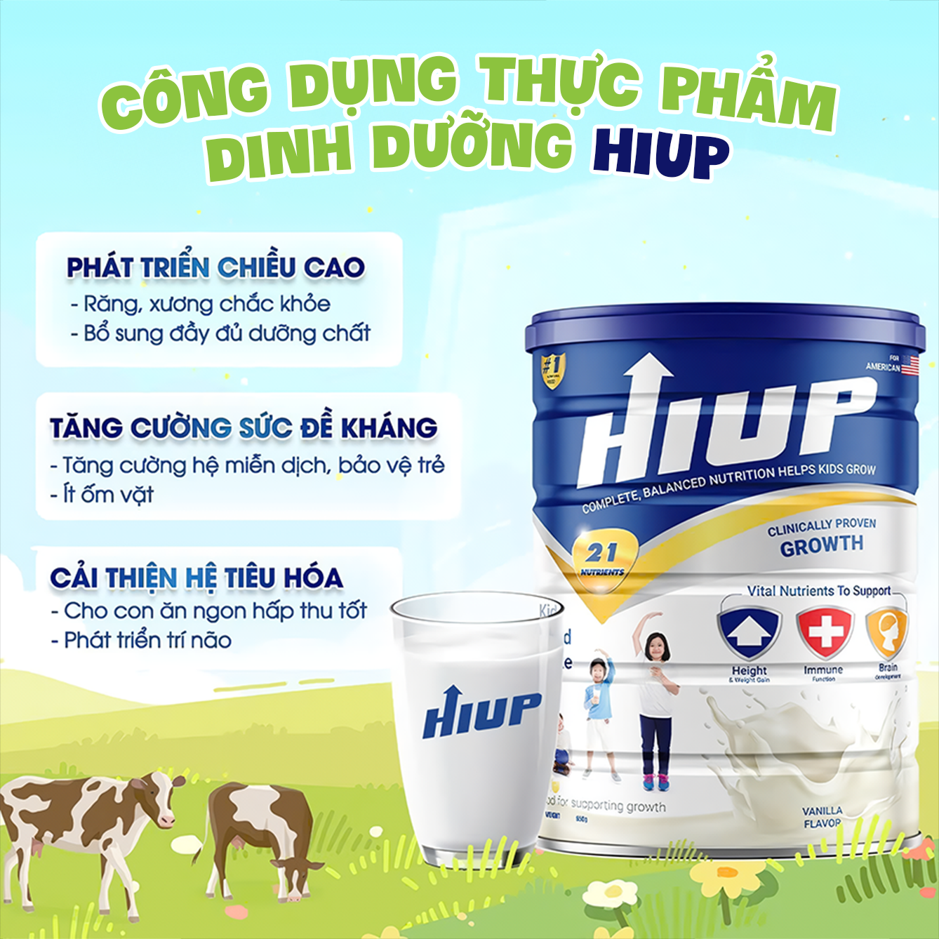 Mô tả Thực Phẩm Dinh Dưỡng Hiup Tăng Chiều Cao - COMBO 4 TẶNG 2, Tăng Cân Cho Trẻ 2-15 Tuổi Nguyên Liệu Hoa Kỳ - 3