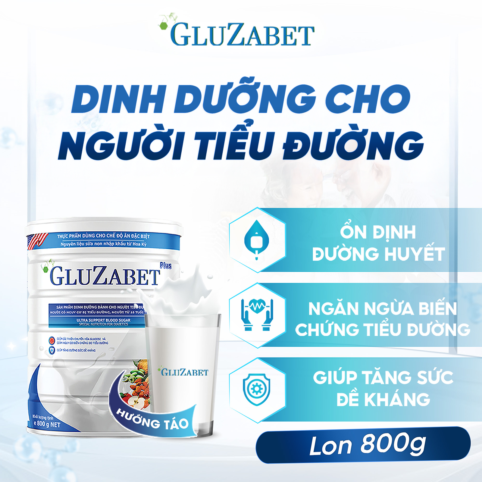 Mô tả Gluzabet 800g - Chuyên Dùng Cho Người Tiểu Đường, Ổn Định Đường Huyết, Ngăn Ngừa Biến Chứng,Tăng Cường Đề Kháng,Ngủ Ngon - 1