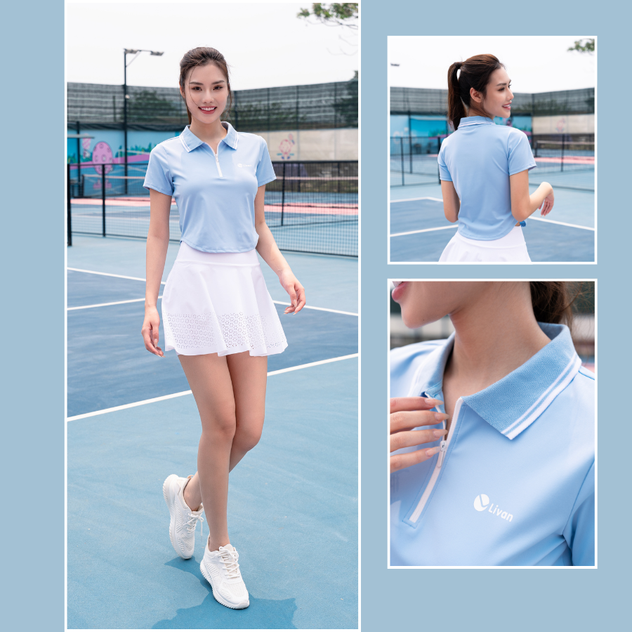 Mô tả Áo Thể Thao Polo Croptop Nữ LM25S04F207 Livan, Áo Polo Cầu Lông, Tennis, Pickleball, Áo Croptop Co Giãn Thấm Hút Mồ Hôi - 2
