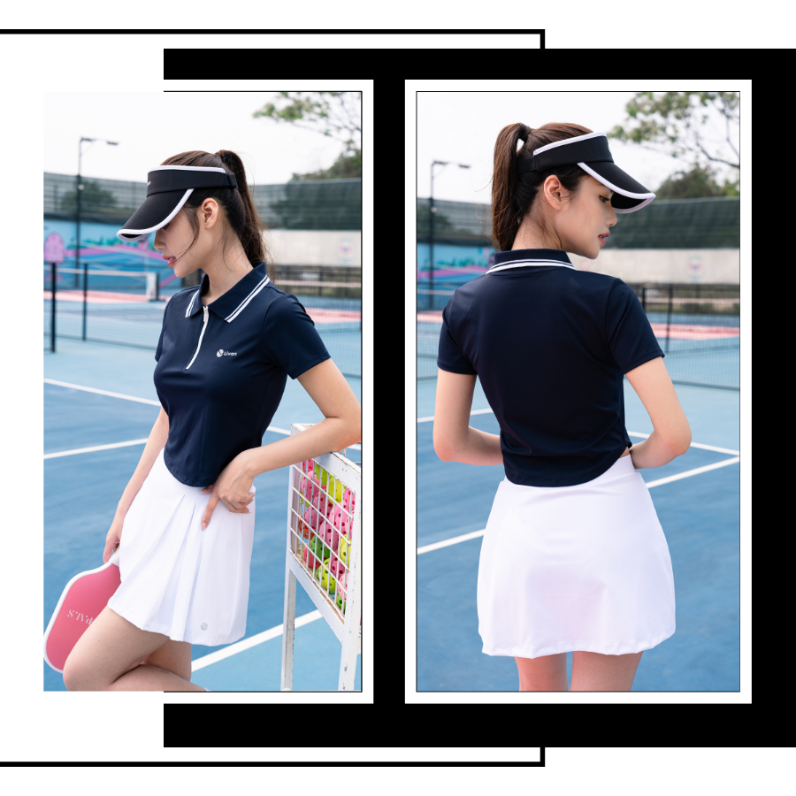 Mô tả Áo Thể Thao Polo Croptop Nữ LM25S04F207 Livan, Áo Polo Cầu Lông, Tennis, Pickleball, Áo Croptop Co Giãn Thấm Hút Mồ Hôi - 8