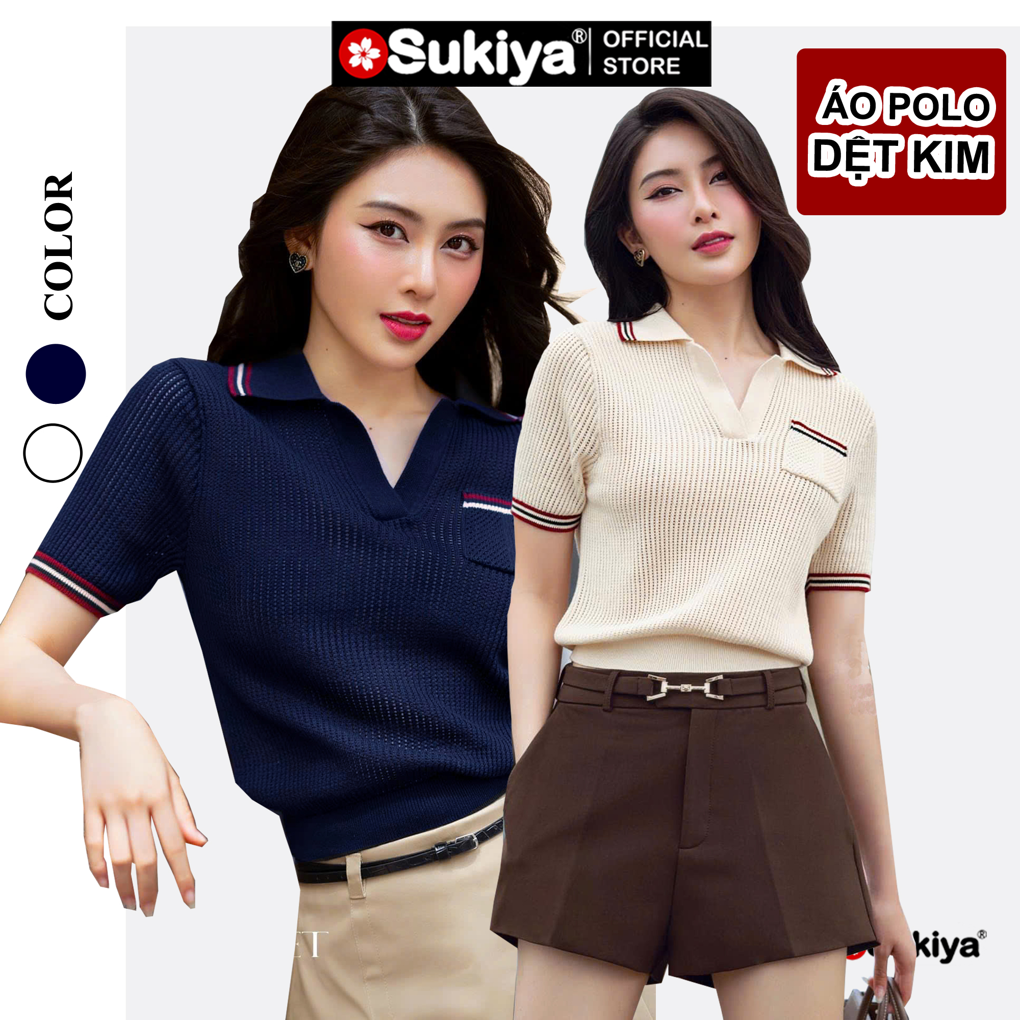 Mô tả Áo Len Nữ SUKIYA Gắn Túi ngực Phối Kẻ Trẻ Trung Họa Tiết Lỗ Thoáng AL104 - 4