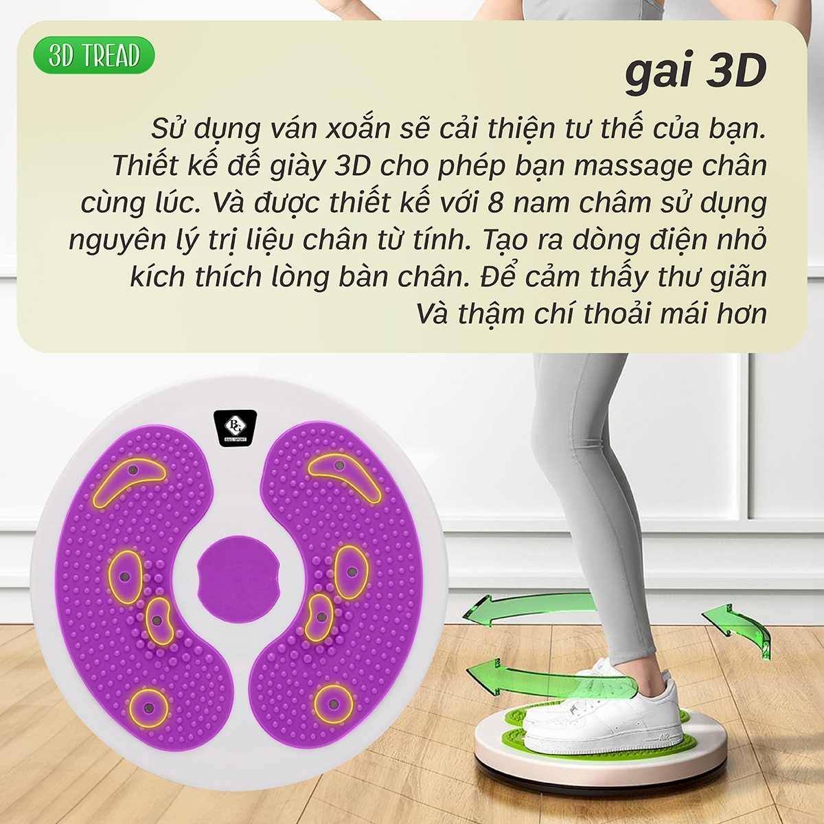 Mô tả - BG - ETB3001-N Đĩa xoay eo cân bằng cao cấp Bàn xoay eo tập gọn bụng, đùi - 4