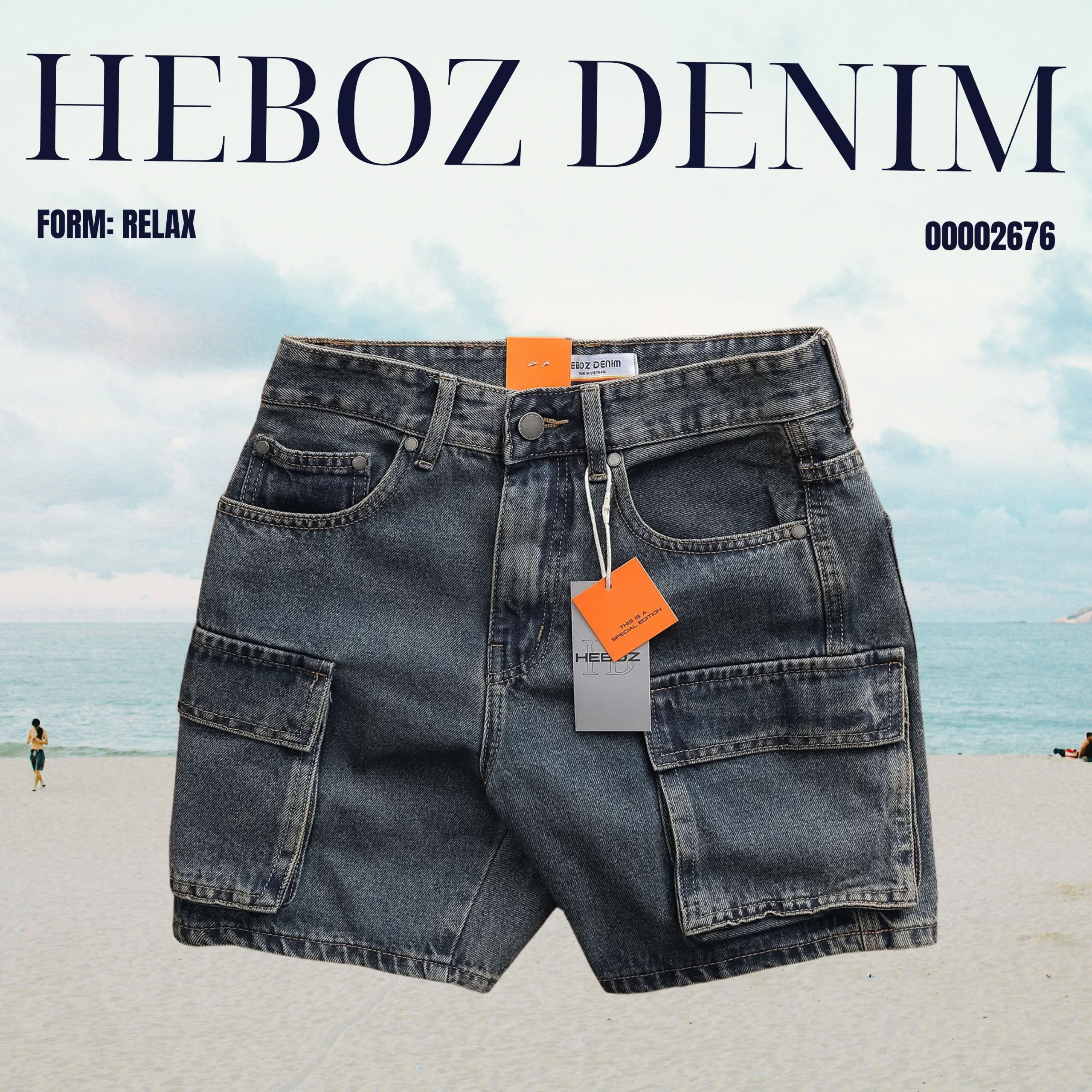 Mô tả Quần short jean nam Heboz cargo S020, quần đùi nam denim cao cấp - 00002676 - 1