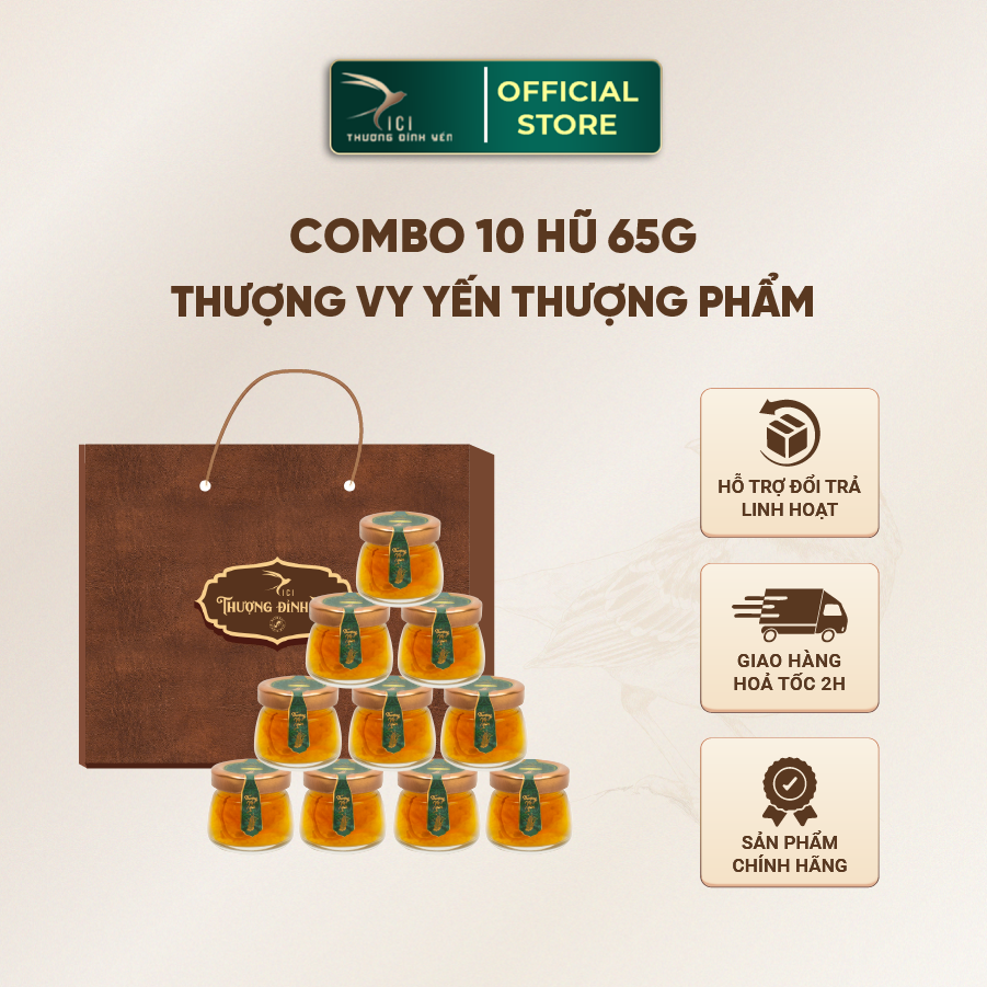 Mô tả Combo 10 Hũ Yến Chưng Thượng Phẩm 10G Yến Sẵn Không Kèm Hộp 6 Vị Cici Thượng Đỉnh Yến 65G Yến Gia Đình - 1