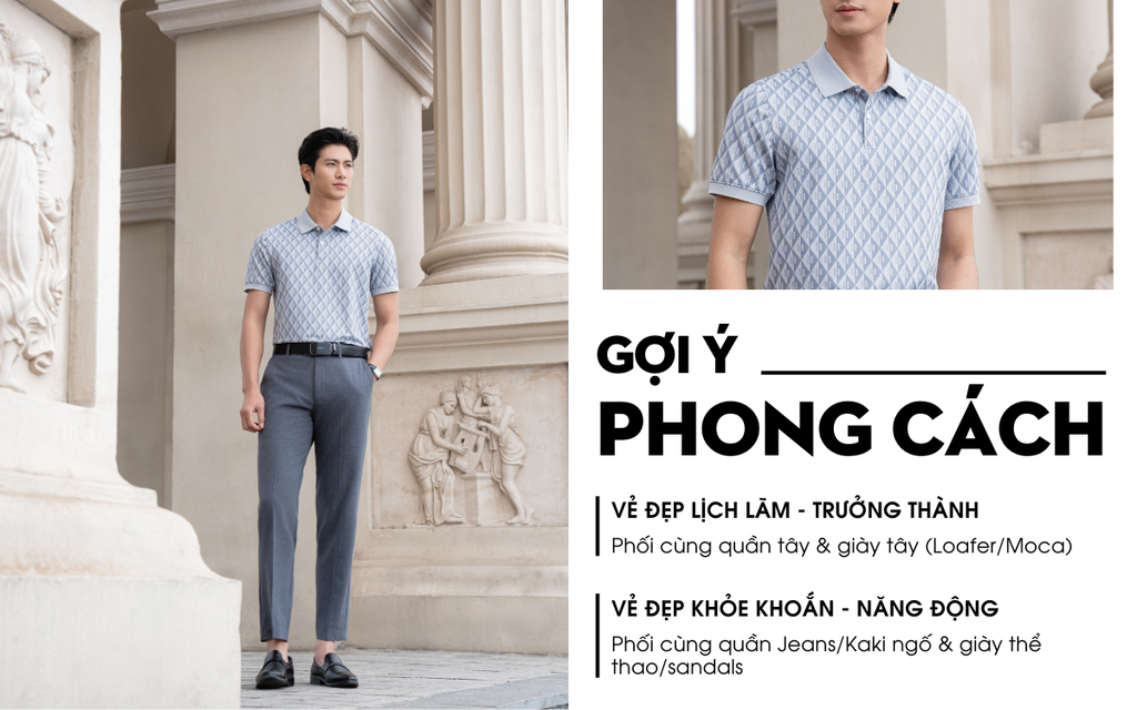 Mô tả Áo Polo Ghi Xám 9APCH597GHS Biluxury Phối Hoạ Tiết Kháng Khuẩn Chống Nhăn Bền Màu - 2