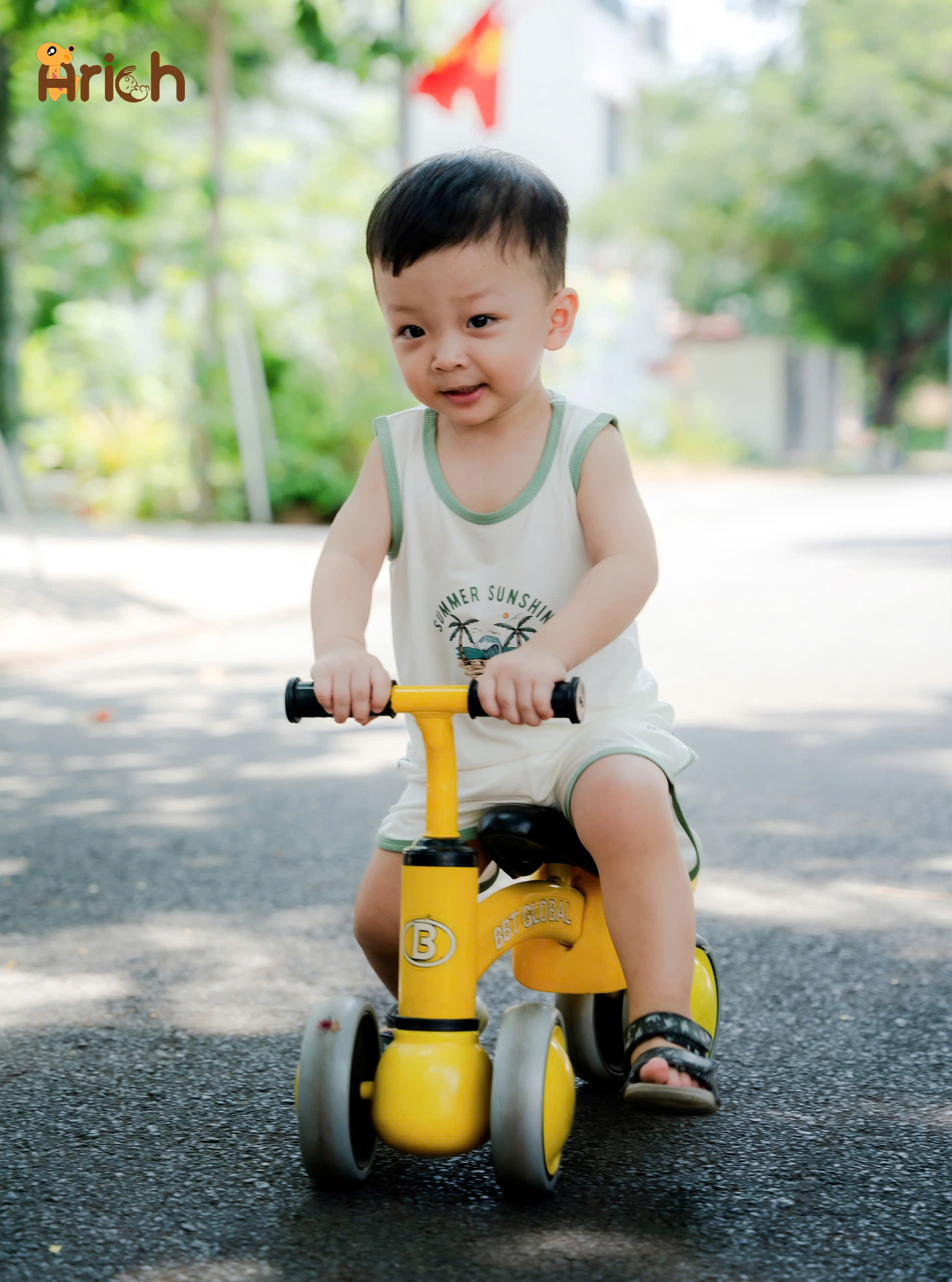 Mô tả Bộ ba lỗ thể thao Arich vải sợi tre in hình cho bé trai, bé gái size từ 9m-6tuổi - 2