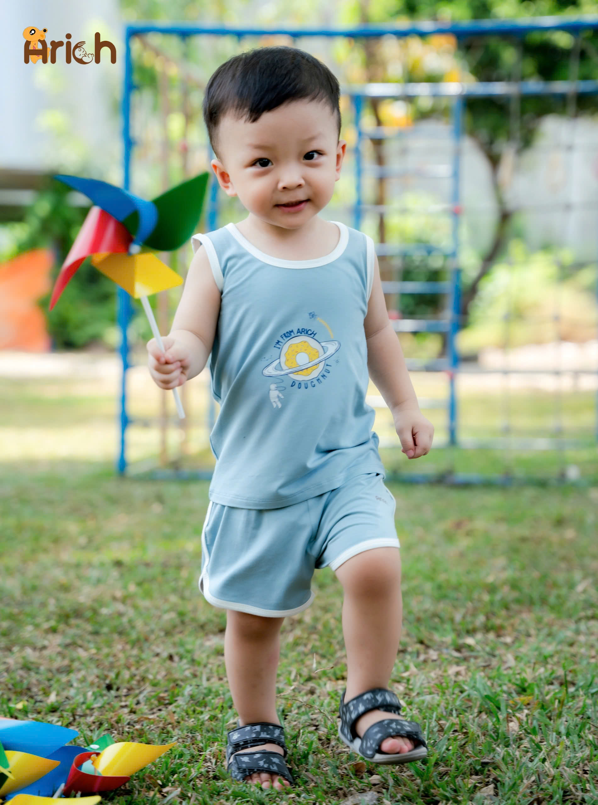 Mô tả Bộ ba lỗ thể thao Arich vải sợi tre in hình cho bé trai, bé gái size từ 9m-6tuổi - 5