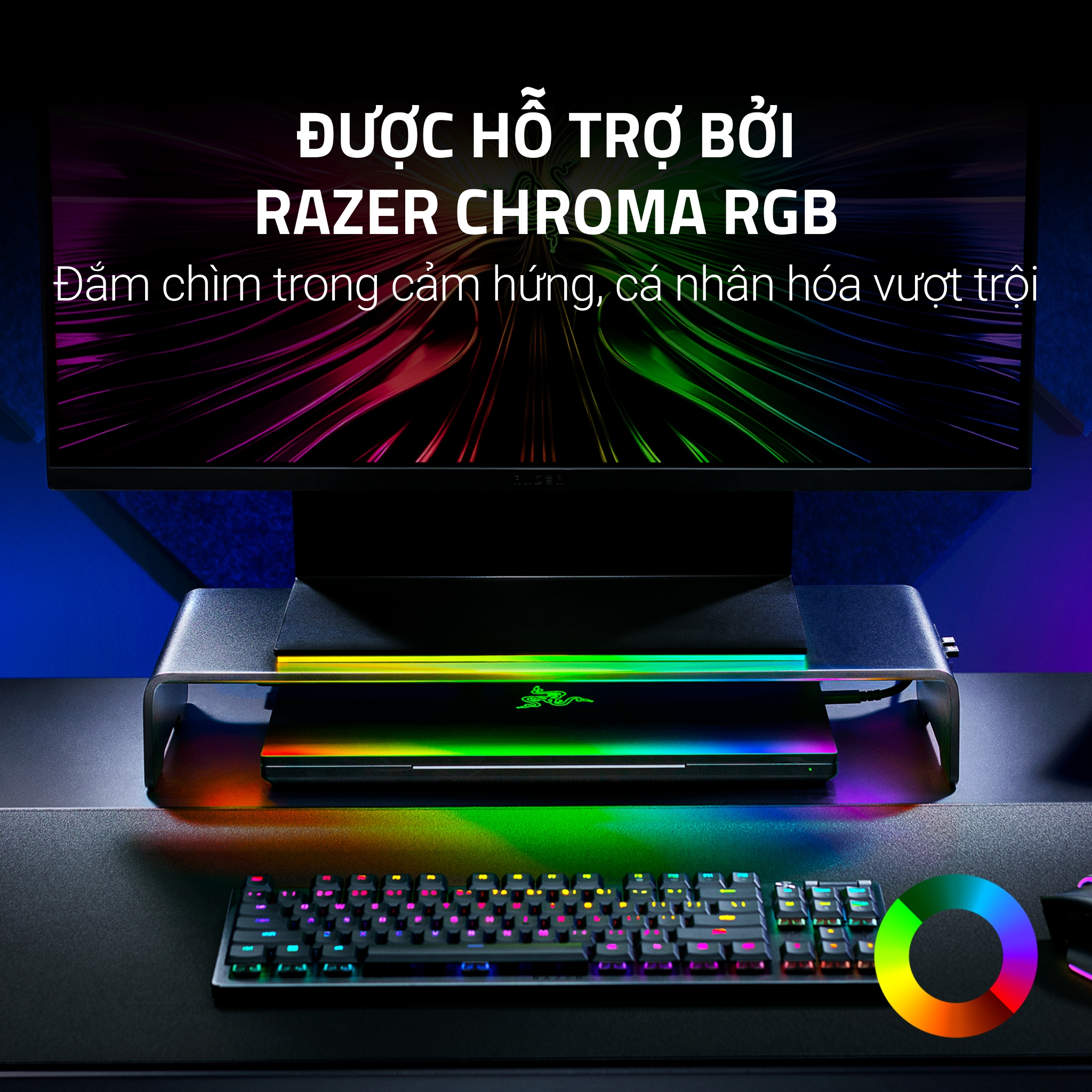 Kệ màn hình Razer Monitor Stand Chroma | Hub USB-C 4 cổng | Nhôm ...