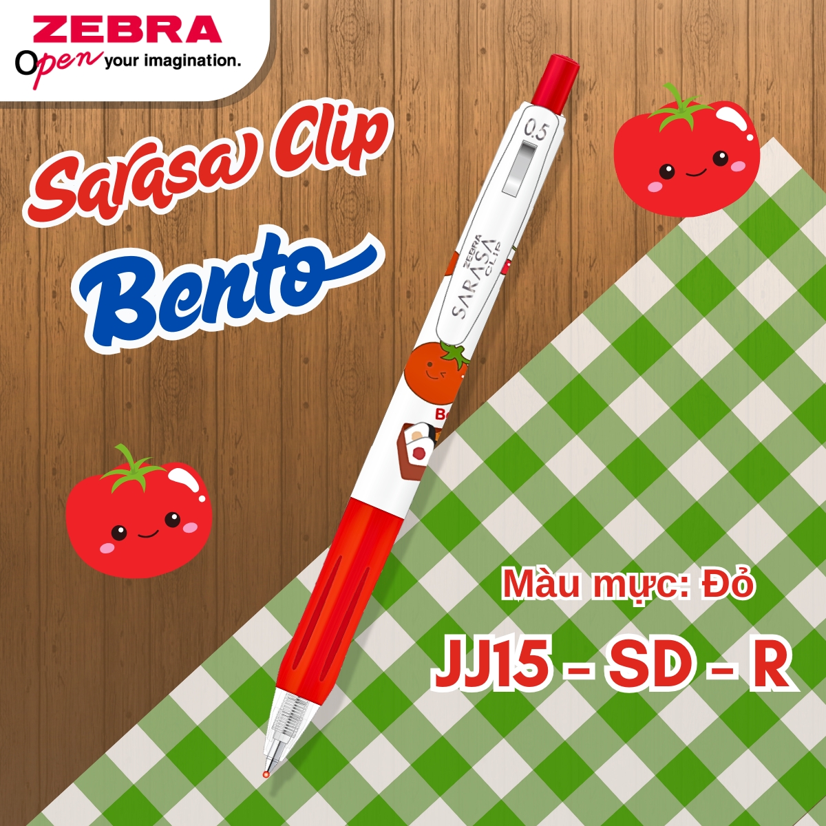 Mô tả Bút Gel Sarasa Clip Bento Zebra Pen 0.5mm - Mực Chống Nước, Chống Phai, Thiết Kế Kẹp Bướm - Đen/Đỏ/Xanh [Chính Hãng] - 1