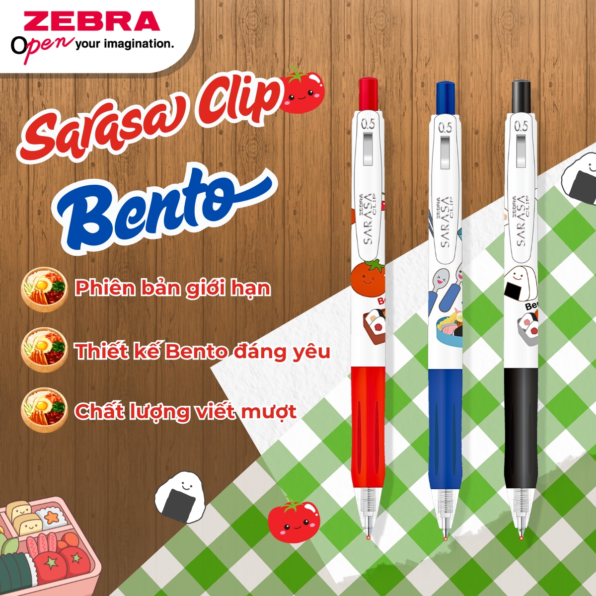 Mô tả Bút Gel Sarasa Clip Bento Zebra Pen 0.5mm - Mực Chống Nước, Chống Phai, Thiết Kế Kẹp Bướm - Đen/Đỏ/Xanh [Chính Hãng] - 4