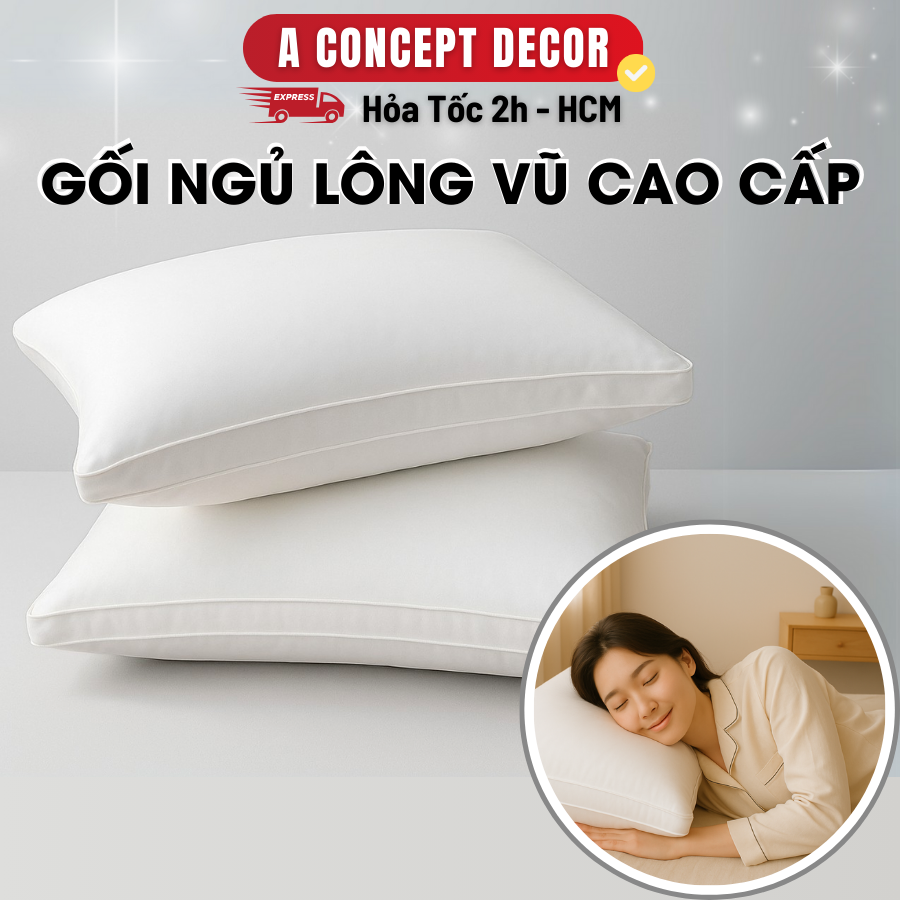 Mô tả Gối Ngủ Microfiber Cao Cấp Ruột Gối Lông Vũ Gối Chuẩn Khách Sạn 5 Sao Thiết Kế Sang Trọng Êm Ái Mềm Mại Chuẩn Oeko-Tek - 1