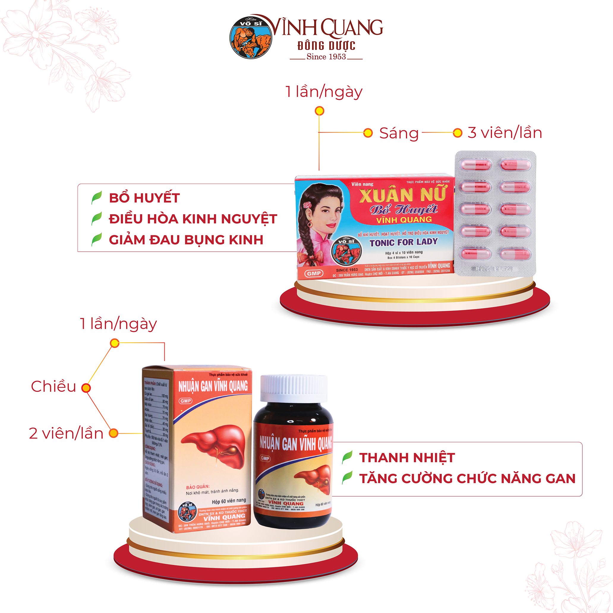 Mô tả Combo Điều Kinh Thải Độc VĨNH QUANG - Bổ huyết, Mát gan chăm sóc cho Phụ Nữ - Viên nang không đường - 2