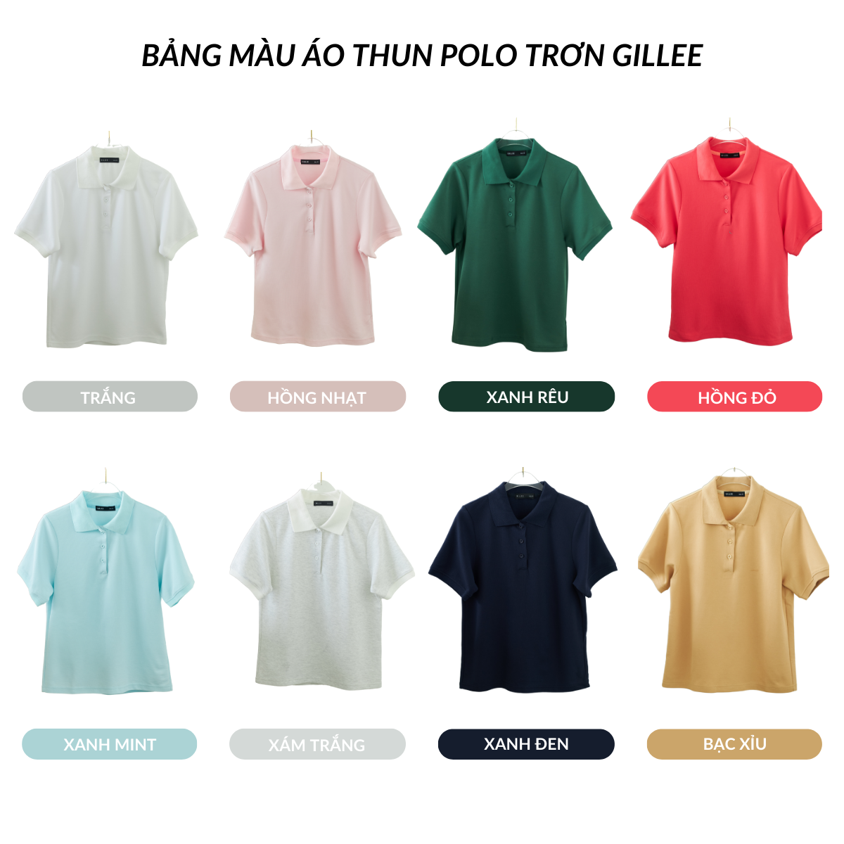 Mô tả Áo polo nữ trơn tay ngắn basic form rộng GILLEE mang phong cách Hàn Quốc chất liệu cotton thoáng mát, mềm mại FAP078 - 4